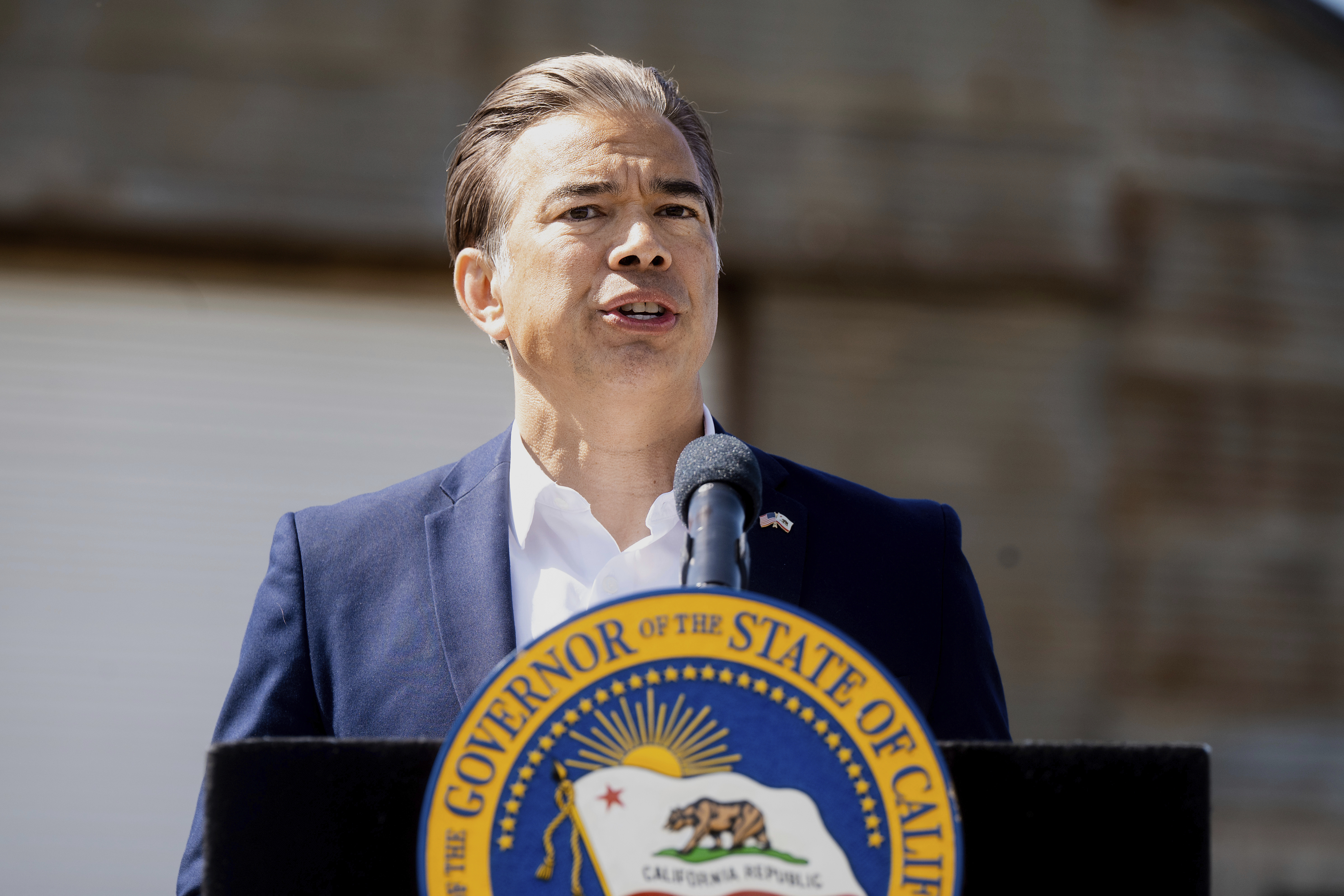 FILE - California Attorney General Rob Bonta speaks during a news conference April 16, 2025, in Ceres, Calif. (AP Photo/Noah Berger, File)