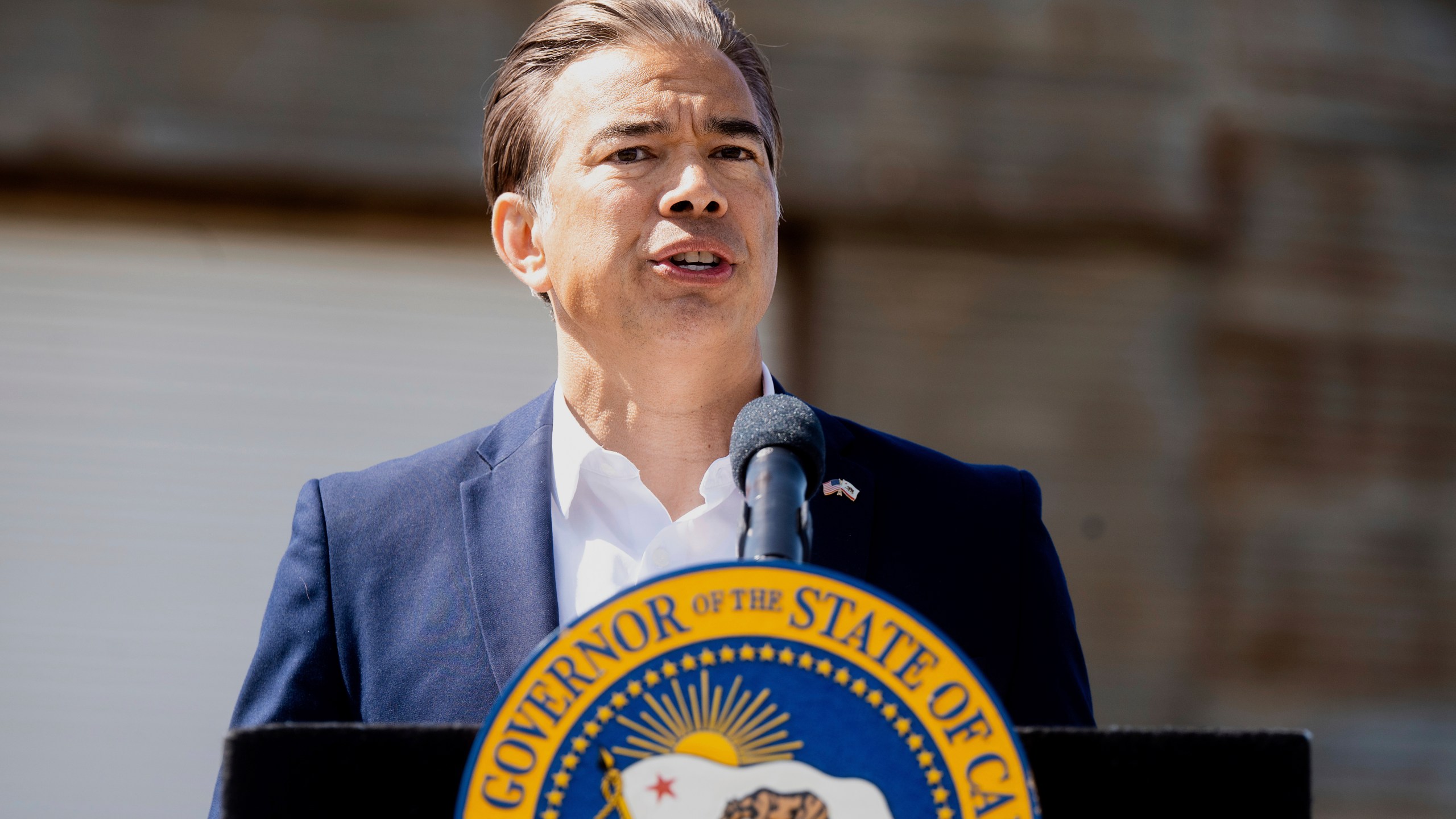FILE - California Attorney General Rob Bonta speaks during a news conference April 16, 2025, in Ceres, Calif. (AP Photo/Noah Berger, File)