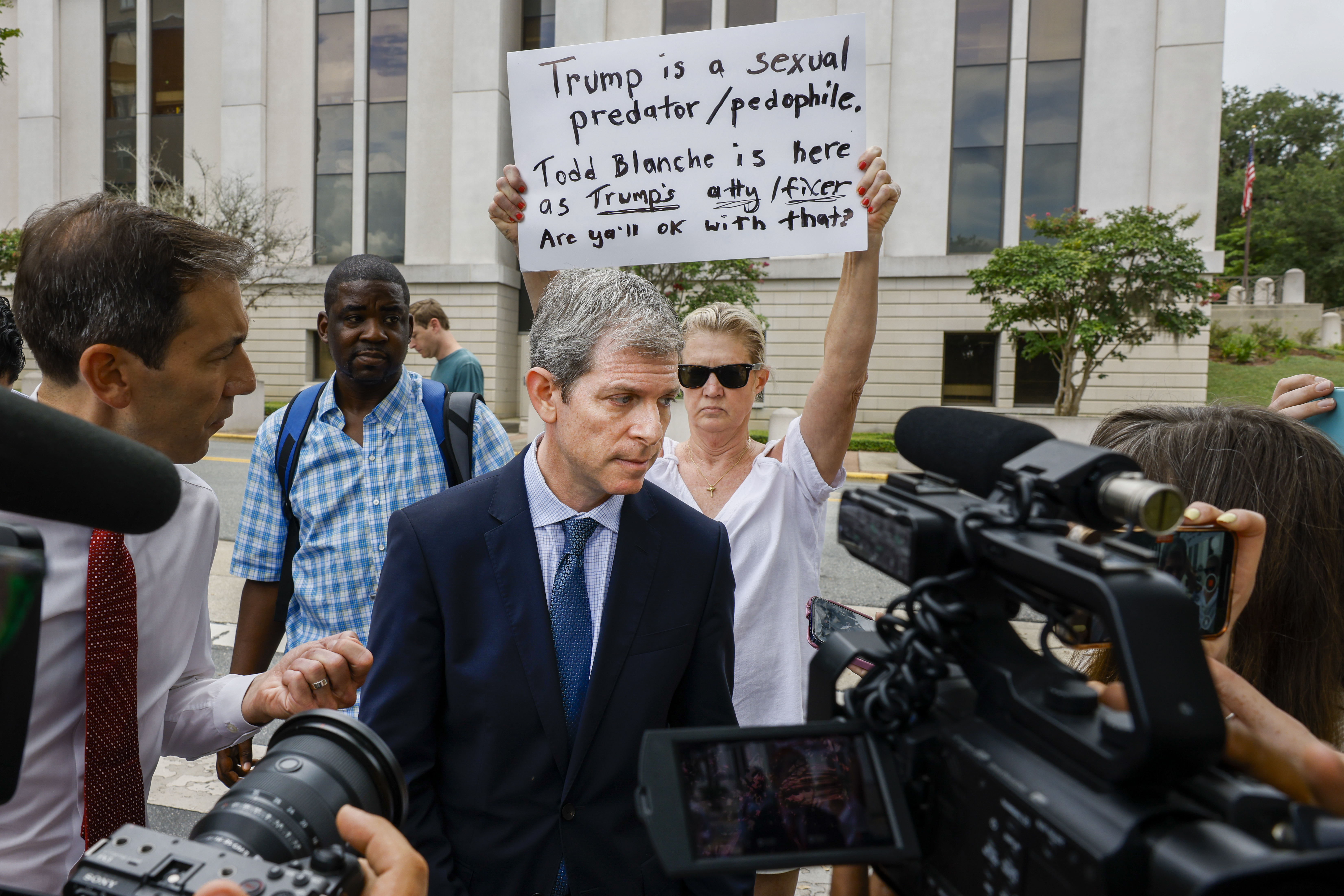 David Oscar Markus, an attorney for Ghislaine Maxwell, talks with the media outside the federal courthouse, Friday, July 25, 2025, in Tallahassee, Fla., after Deputy Attorney General Todd Blanche met with Maxwell, the imprisoned former girlfriend of financier and convicted sex offender Jeffrey Epstein. (AP Photo/Colin Hackley)