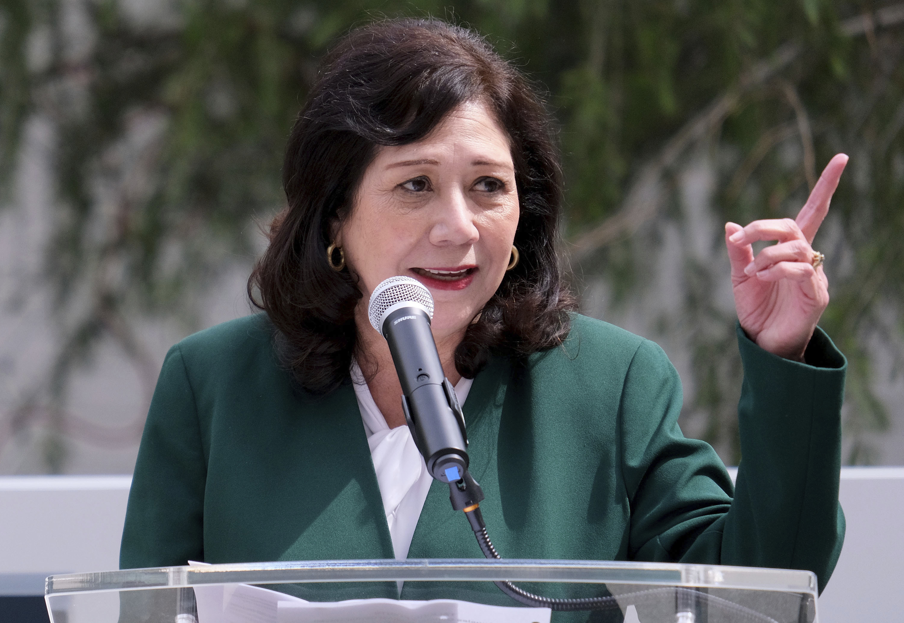 FILE - Los Angeles County Supervisor Hilda Solis speaks during a news conference Wednesday, May 3, 2023, in Los Angeles. (Dean Musgrove/The Orange County Register via AP,File)