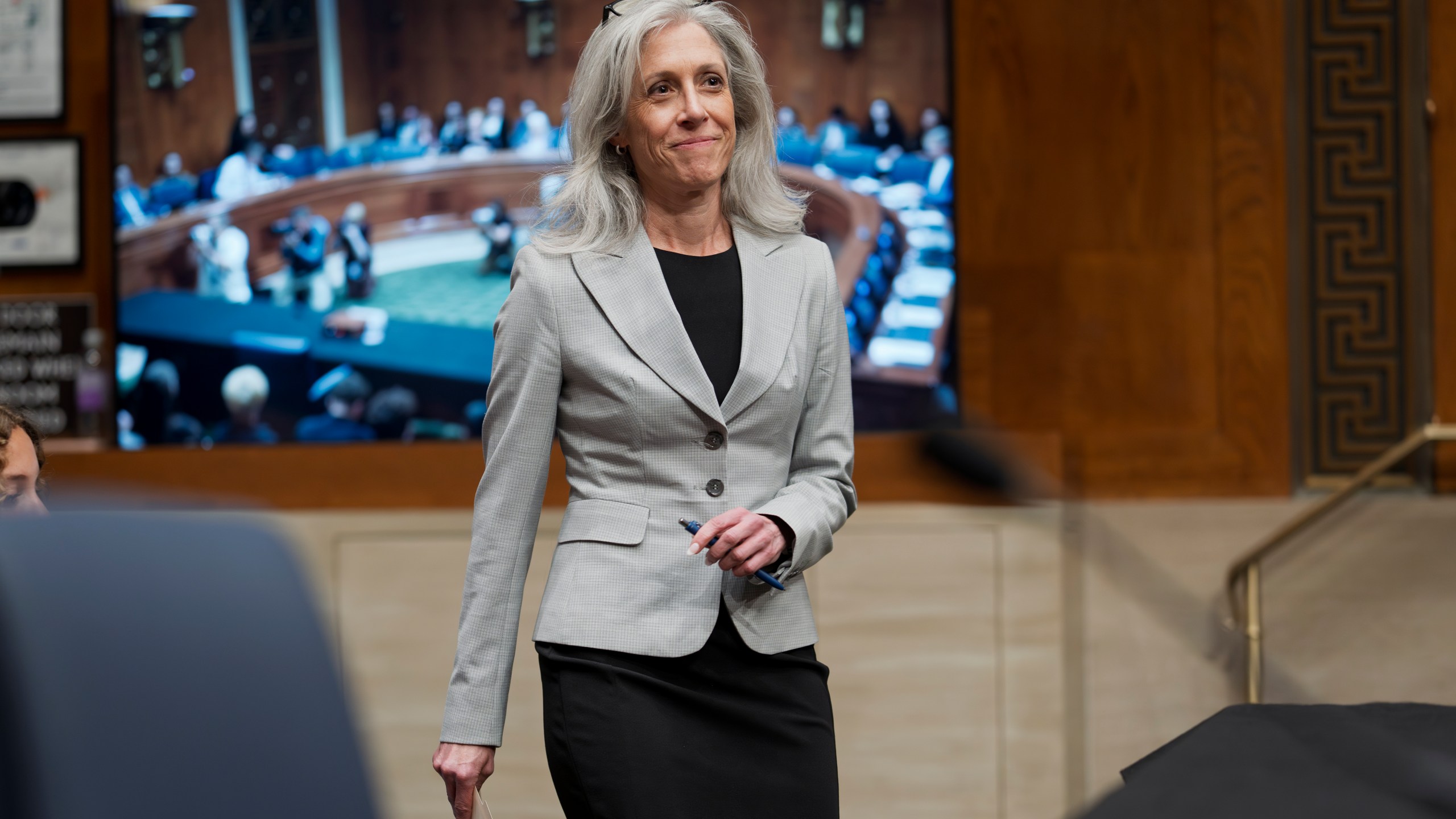 FILE - Susan Monarez, President Donald Trump's nominee to be director of the Centers for Disease Control and Prevention, arrives to testify before the Senate HELP Committee, at the Capitol in Washington, Wednesday, June 25, 2025. (AP Photo/J. Scott Applewhite, file)