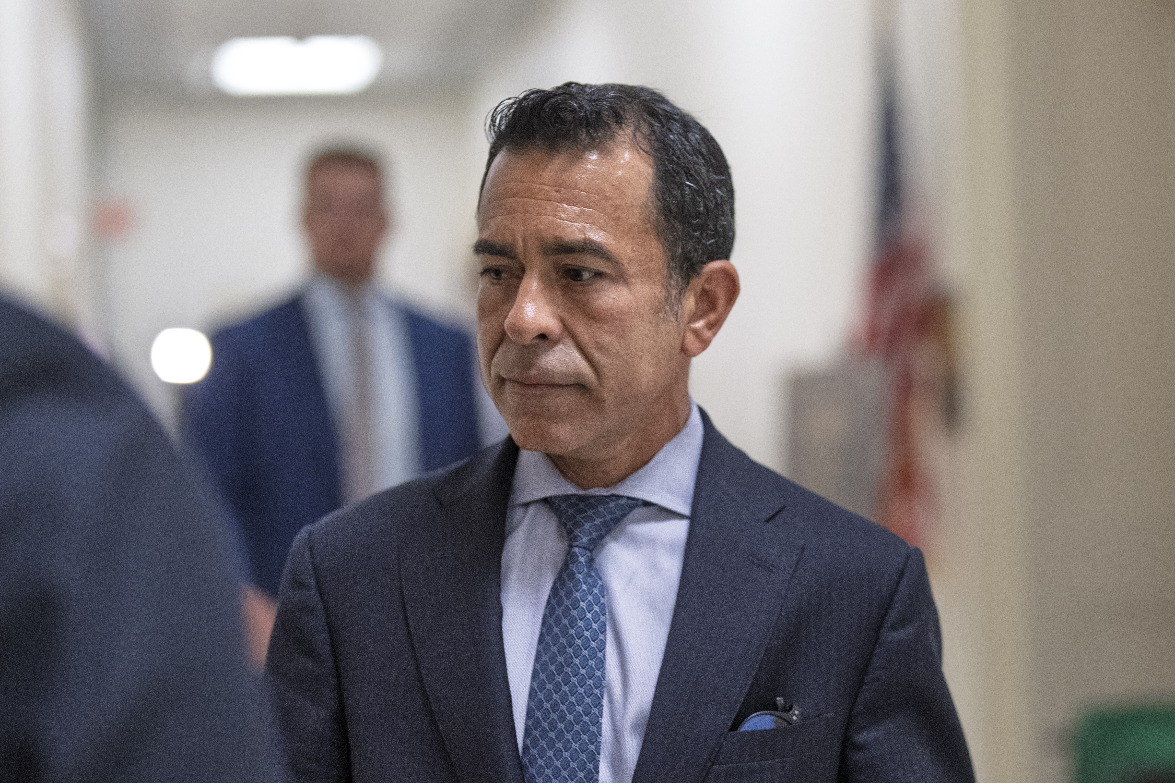 Anthony Bernal, a former senior aide to former first lady Jill Biden, arrives for a deposition under subpoena from Republicans on the House Oversight Committee investigating former President Joe Biden's mental fitness while in office, at the Capitol in Washington, Wednesday, July 16, 2025. (AP Photo/J. Scott Applewhite)