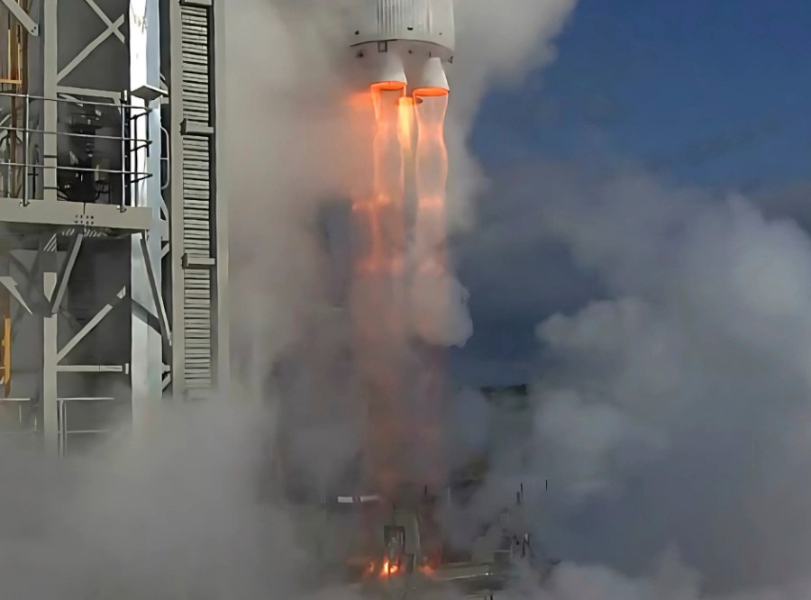 In this photo provided by Gilmour Space Technologies an Eris rocket is launched on Wednesday, July 30, 2025, near Bowen, Australia. (Gilmour Space Technologies)