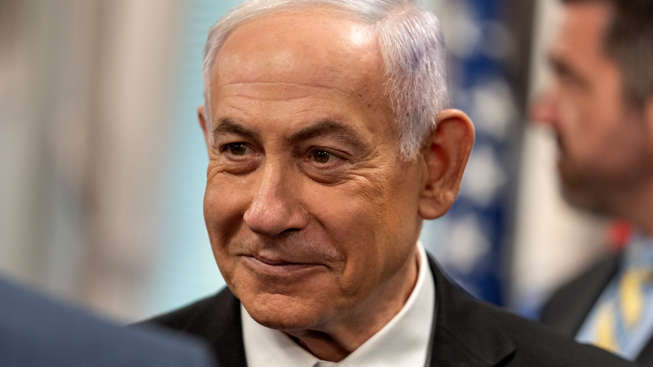Israeli Prime Minister Benjamin Netanyahu arrives for a meeting with Defense Secretary Pete Hegseth at the Pentagon, Wednesday, July 9, 2025, in Washington. (AP Photo/Mark Schiefelbein)