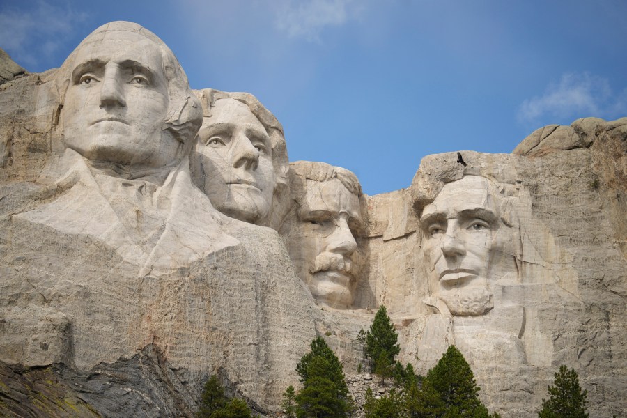 FILE - The faces of Mount Rushmore National Memorial are seen Sept. 21, 2023, in, Keystone, S.D. (AP Photo/David Zalubowski, File)