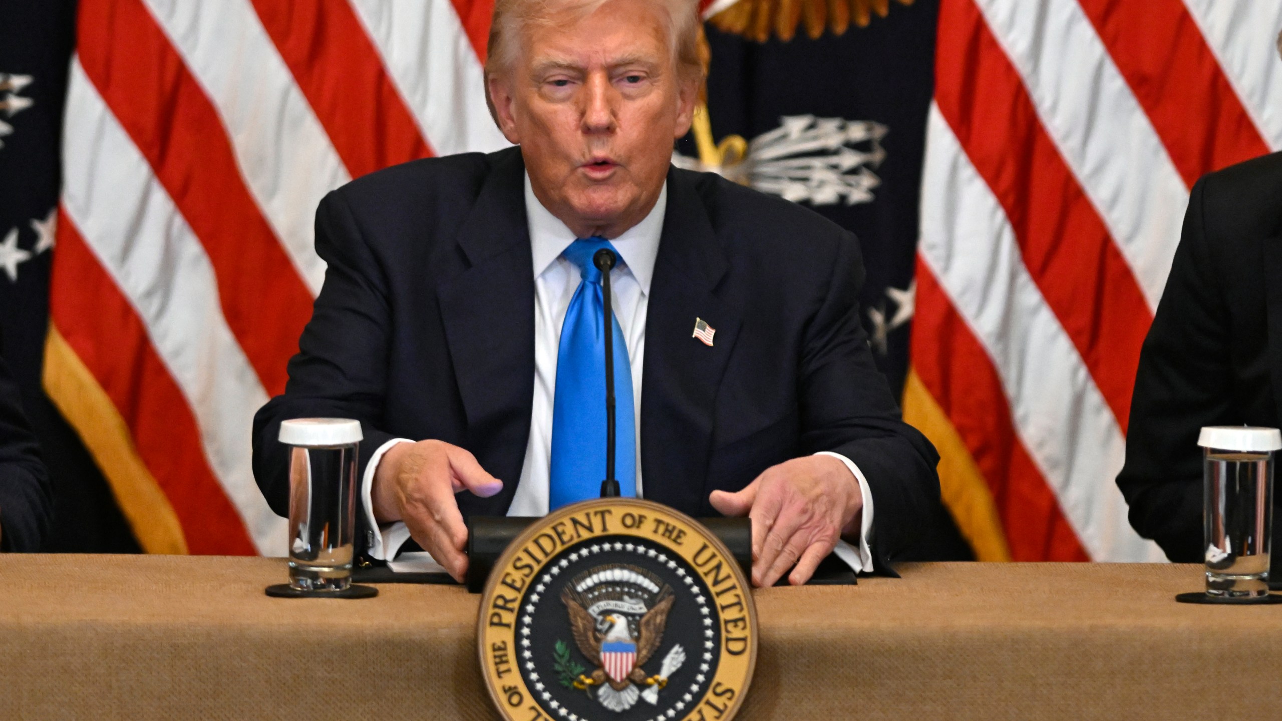 President Donald Trump speaks at an event to promote his proposal to improve Americans' access to their medical records in the East Room of the White House, Wednesday, July 30, 2025, in Washington. (AP Photo/John McDonnell)