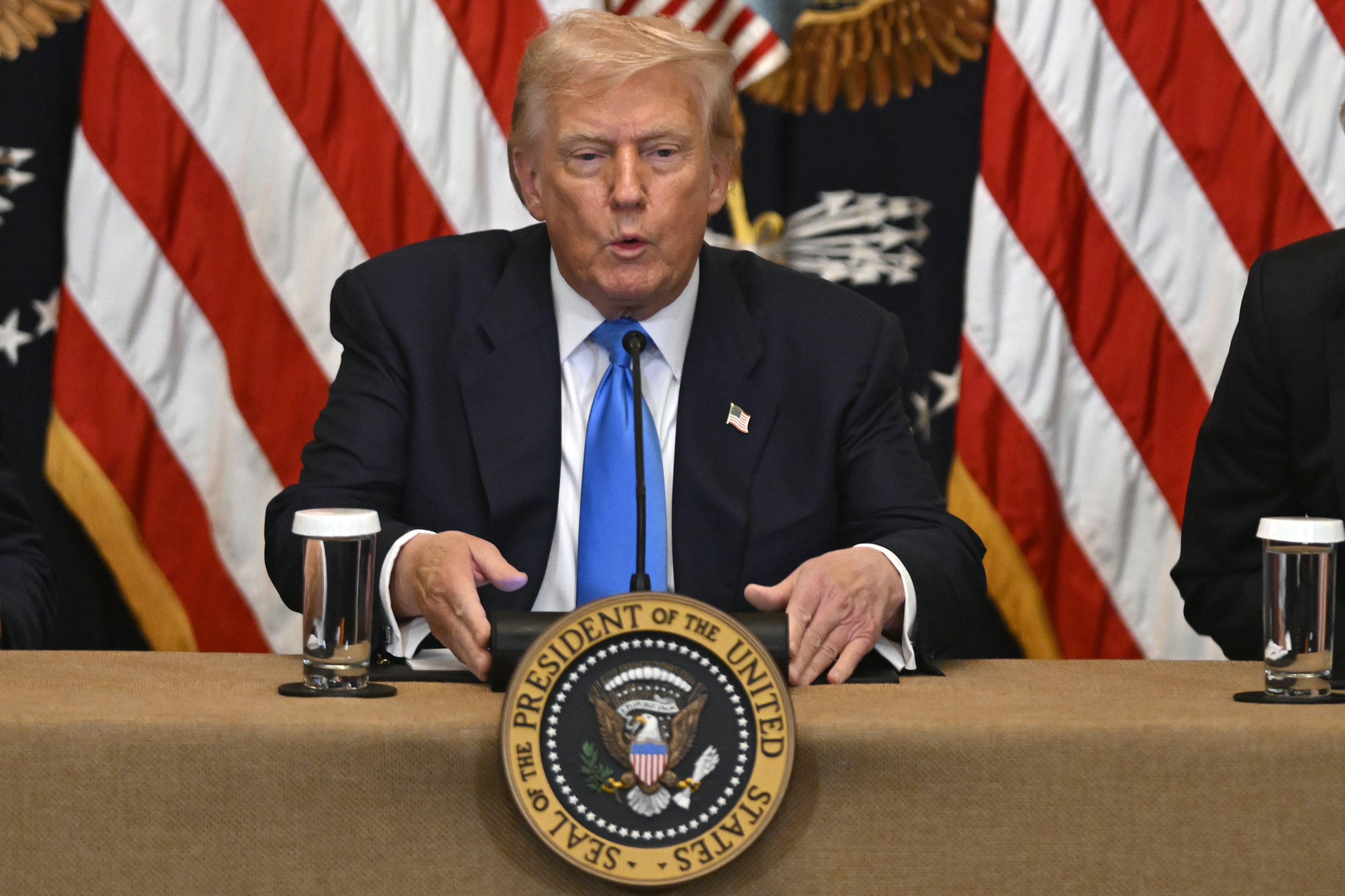 President Donald Trump speaks at an event to promote his proposal to improve Americans' access to their medical records in the East Room of the White House, Wednesday, July 30, 2025, in Washington. (AP Photo/John McDonnell)