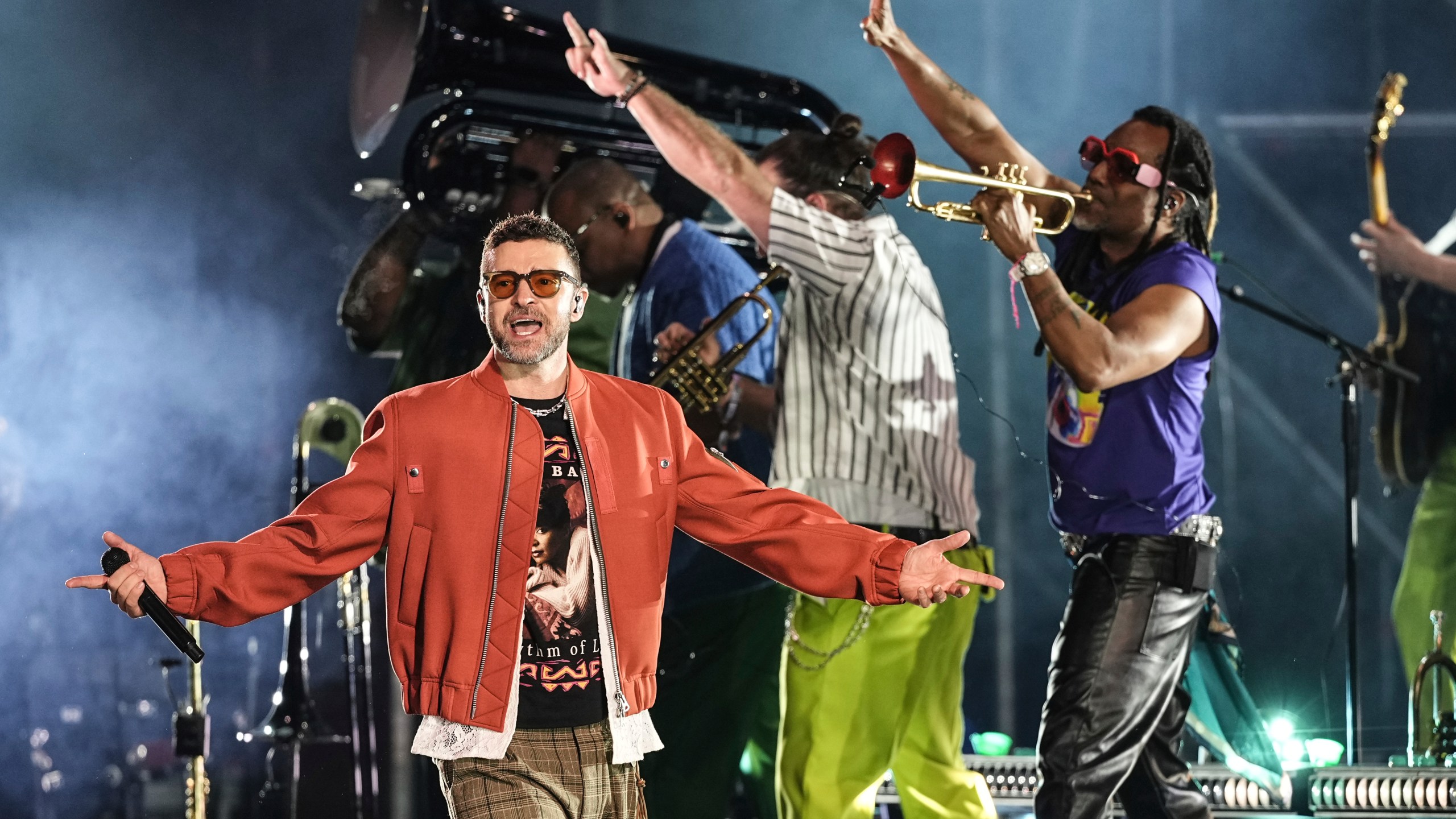 FILE - Justin Timberlake performs at the Estereo Picnic music festival in Bogota, Colombia, on March 28, 2025. (AP Photo/Ivan Valencia, File)