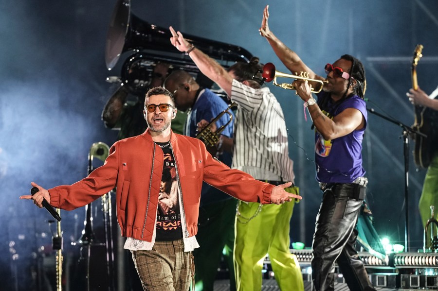 FILE - Justin Timberlake performs at the Estereo Picnic music festival in Bogota, Colombia, on March 28, 2025. (AP Photo/Ivan Valencia, File)