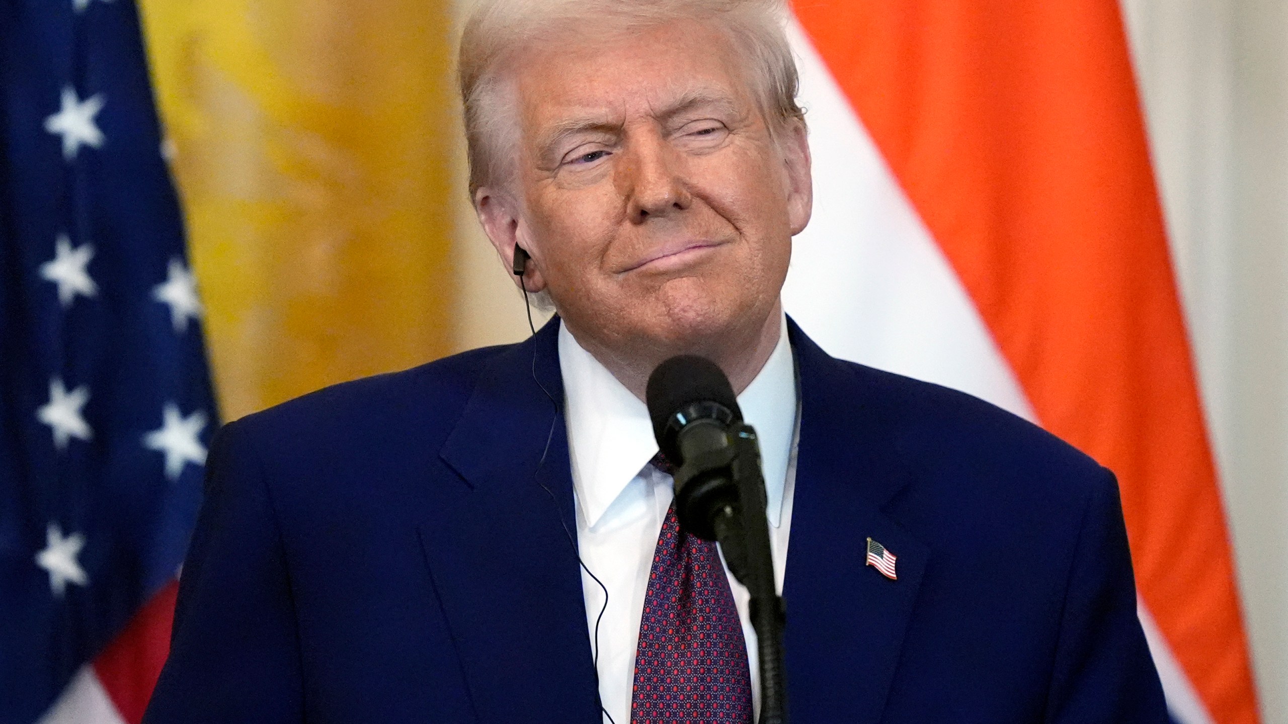 FILE - President Donald Trump listens during a news conference with India's Prime Minister Narendra Modi in the East Room of the White House, Feb. 13, 2025, in Washington. (Photo/Alex Brandon, File)