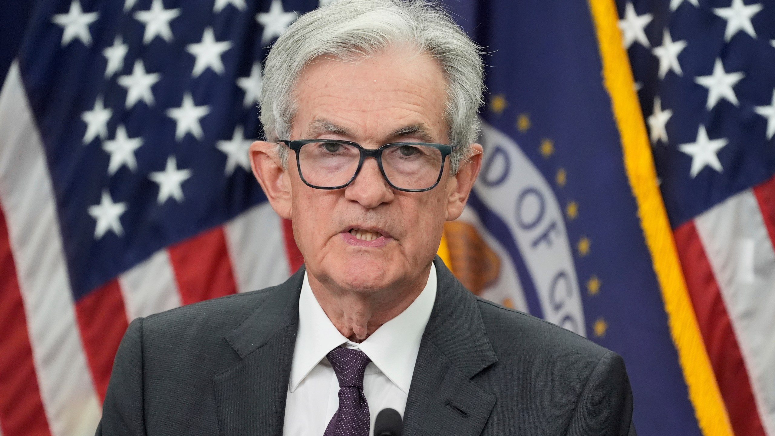Federal Reserve Chairman Jerome Powell, speaks during a news conference following the Federal Open Market Committee meeting, Wednesday, July 30, 2025, in Washington. (AP Photo/Manuel Balce Ceneta)