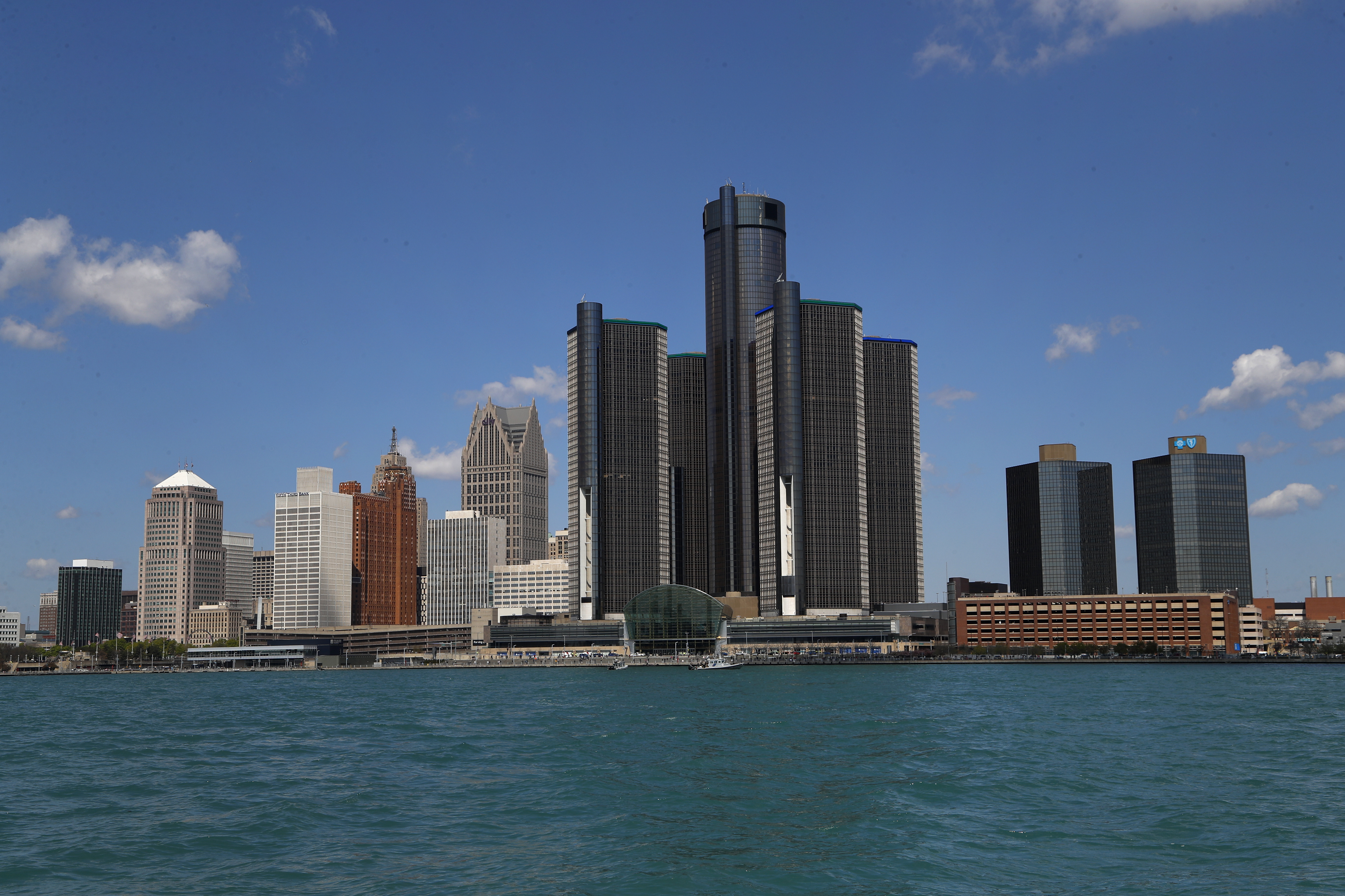 FILE - The Detroit skyline is seen, May 12, 2020, in Detroit. (AP Photo/Paul Sancya, File)