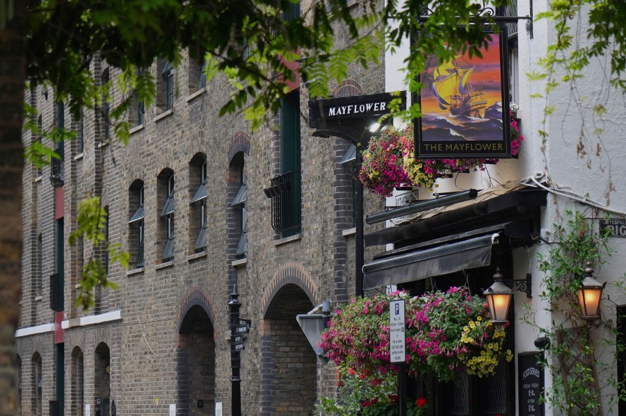The Mayflower, a British pub in London, Wednesday, July 23, 2025. (AP Photo/Joanna Chan)