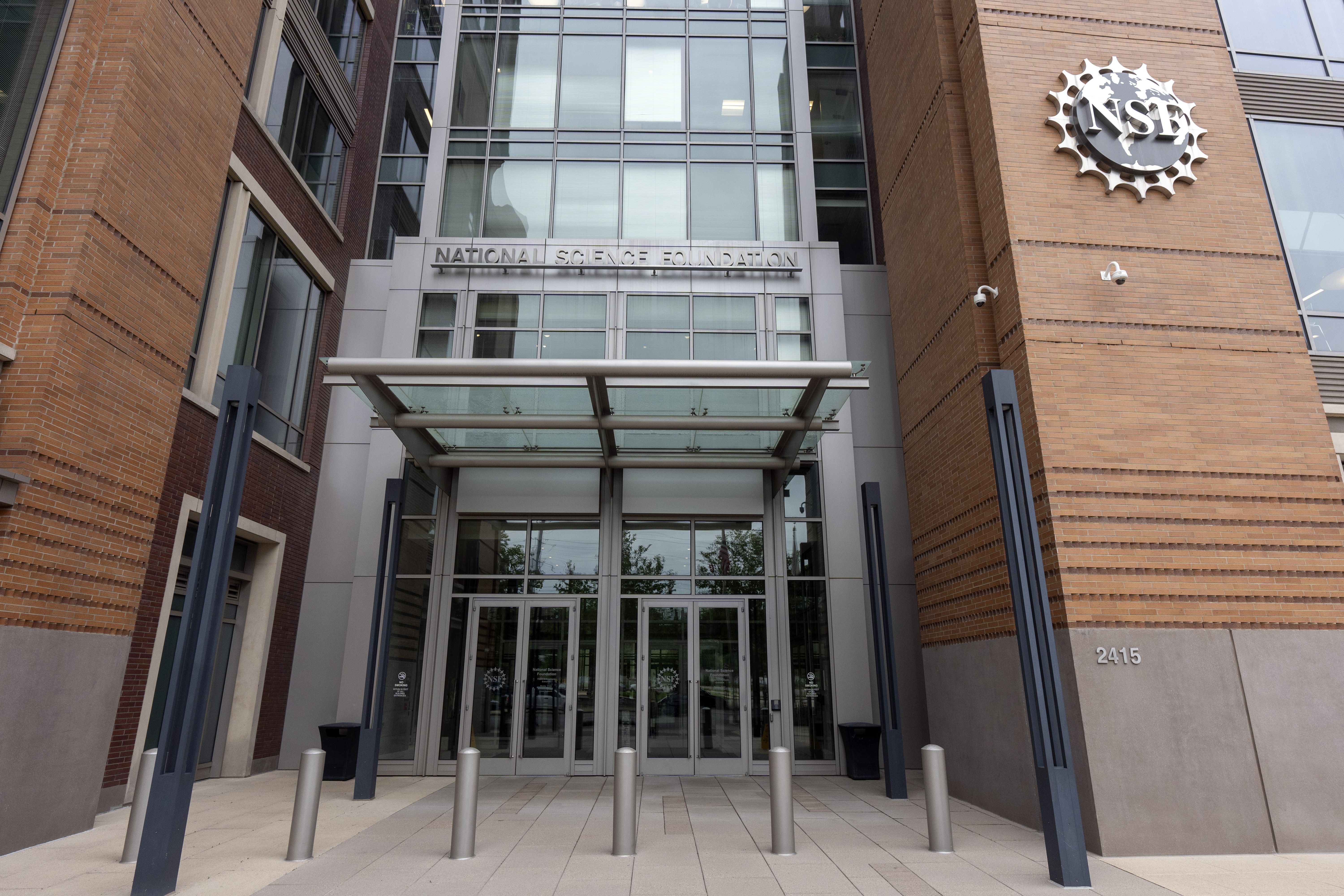The headquarters of the National Science Foundation is photographed May 29, 2025, in Alexandria, Va. (AP Photo/Mark Schiefelbein)