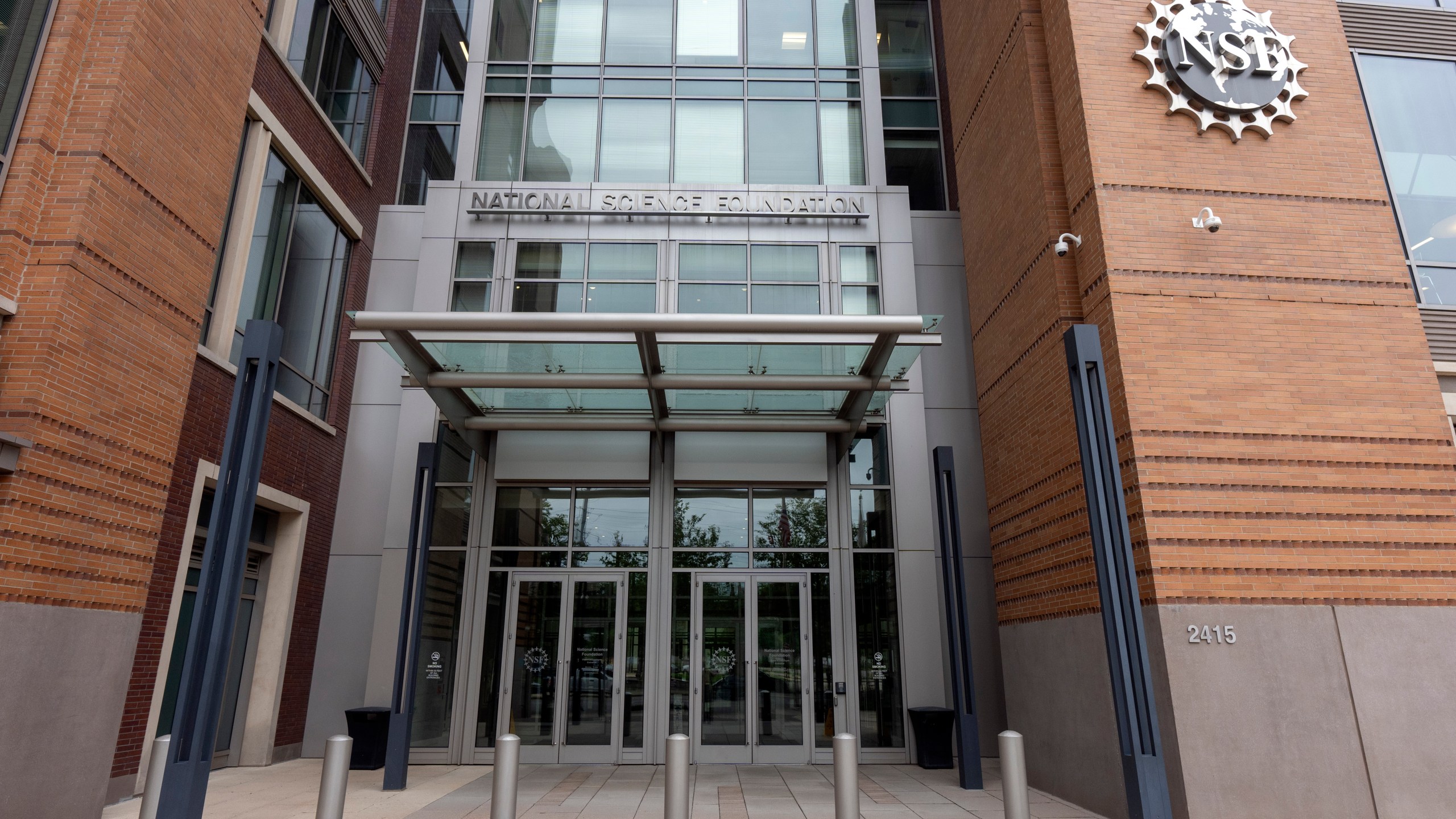 The headquarters of the National Science Foundation is photographed May 29, 2025, in Alexandria, Va. (AP Photo/Mark Schiefelbein)