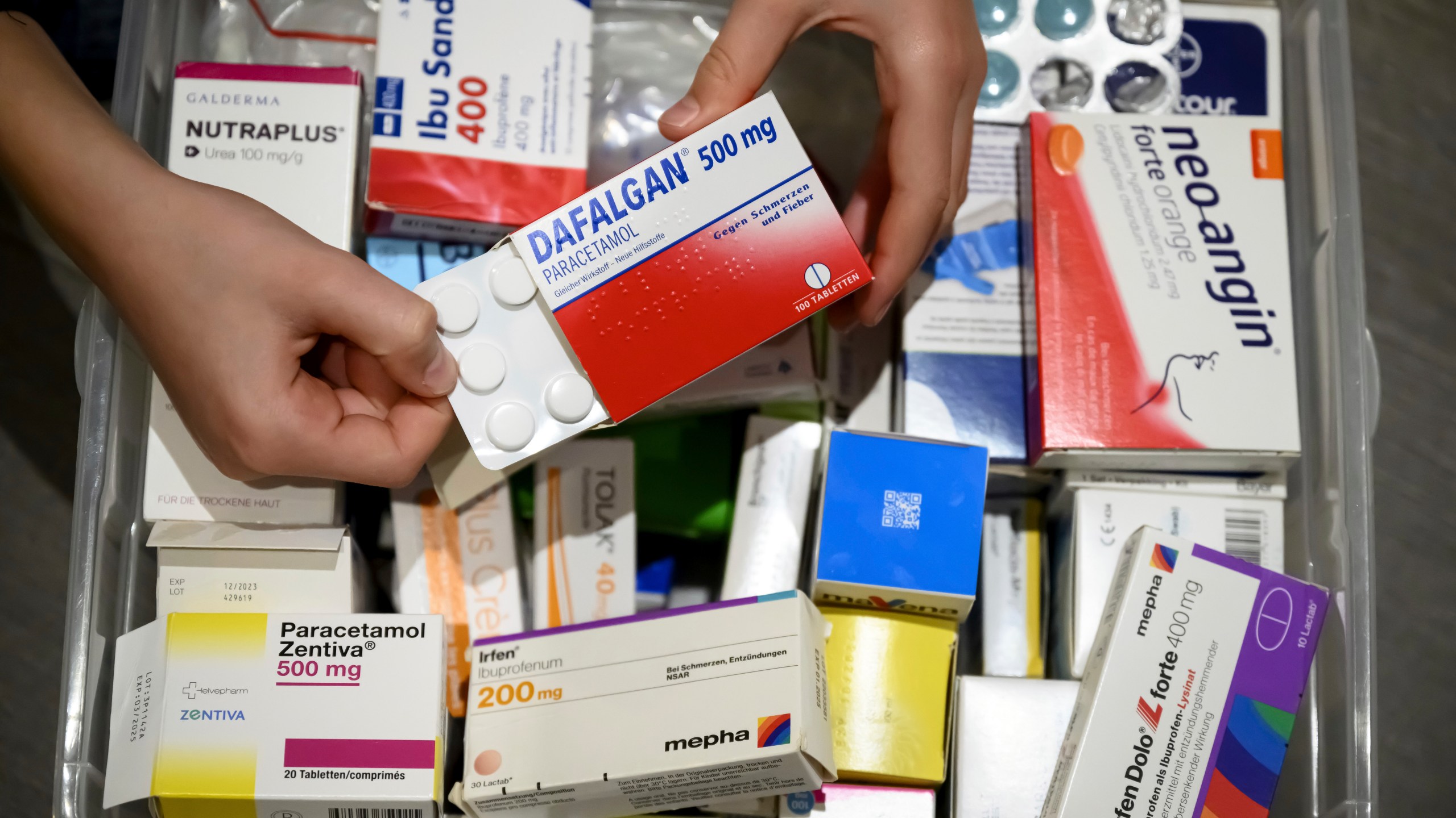 Medication on display at a family pharmacy, in Daillens, Switzerland, Oct. 23, 2024. (Laurent Gillieron/Keystone via AP)