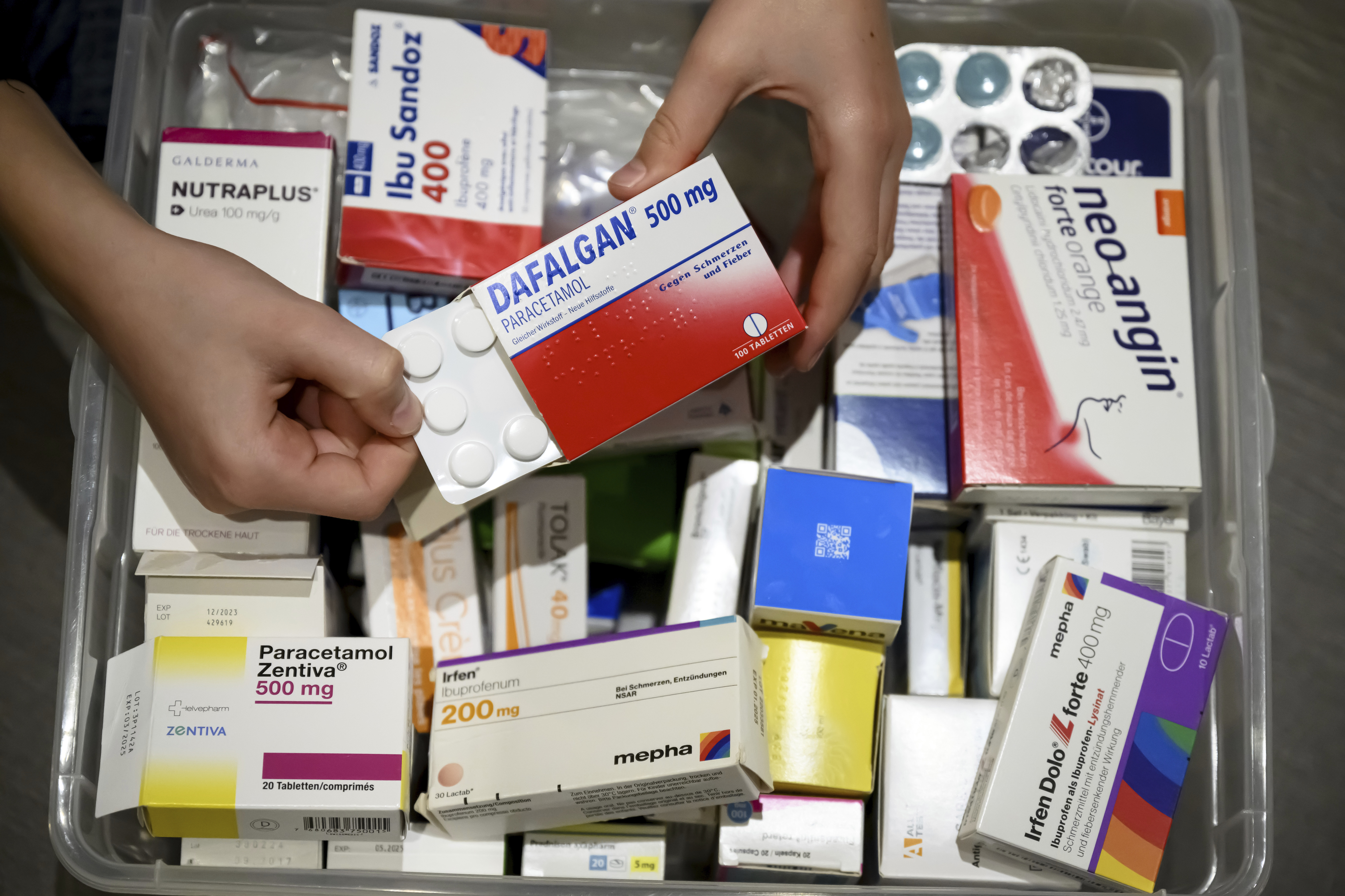 Medication on display at a family pharmacy, in Daillens, Switzerland, Oct. 23, 2024. (Laurent Gillieron/Keystone via AP)