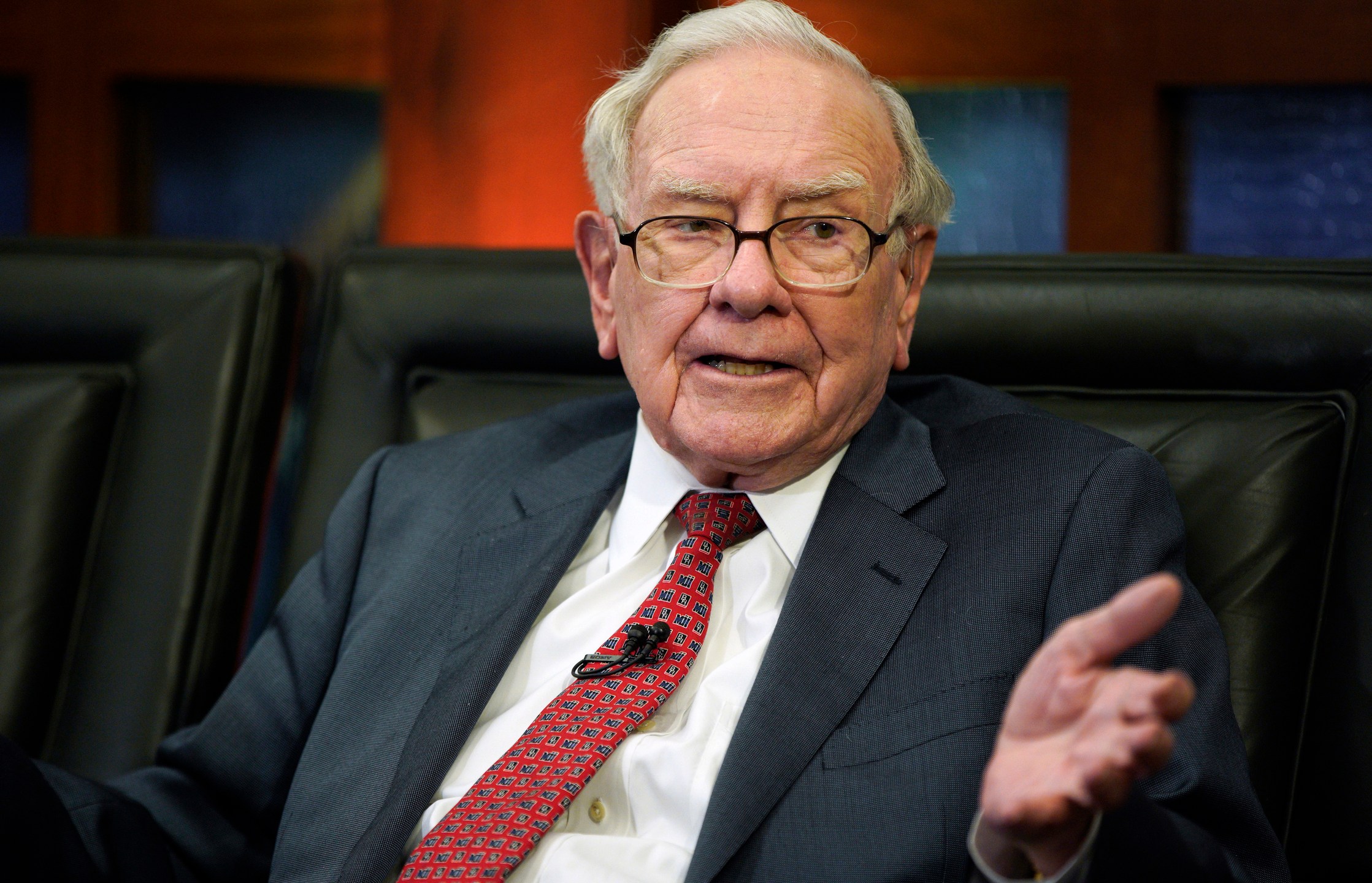 FILE - Berkshire Hathaway Chairman and CEO Warren Buffett speaks during an interview with Liz Claman on Fox Business Network's "Countdown to the Closing Bell," May 7, 2018, in Omaha, Neb. (AP Photo/Nati Harnik, File)