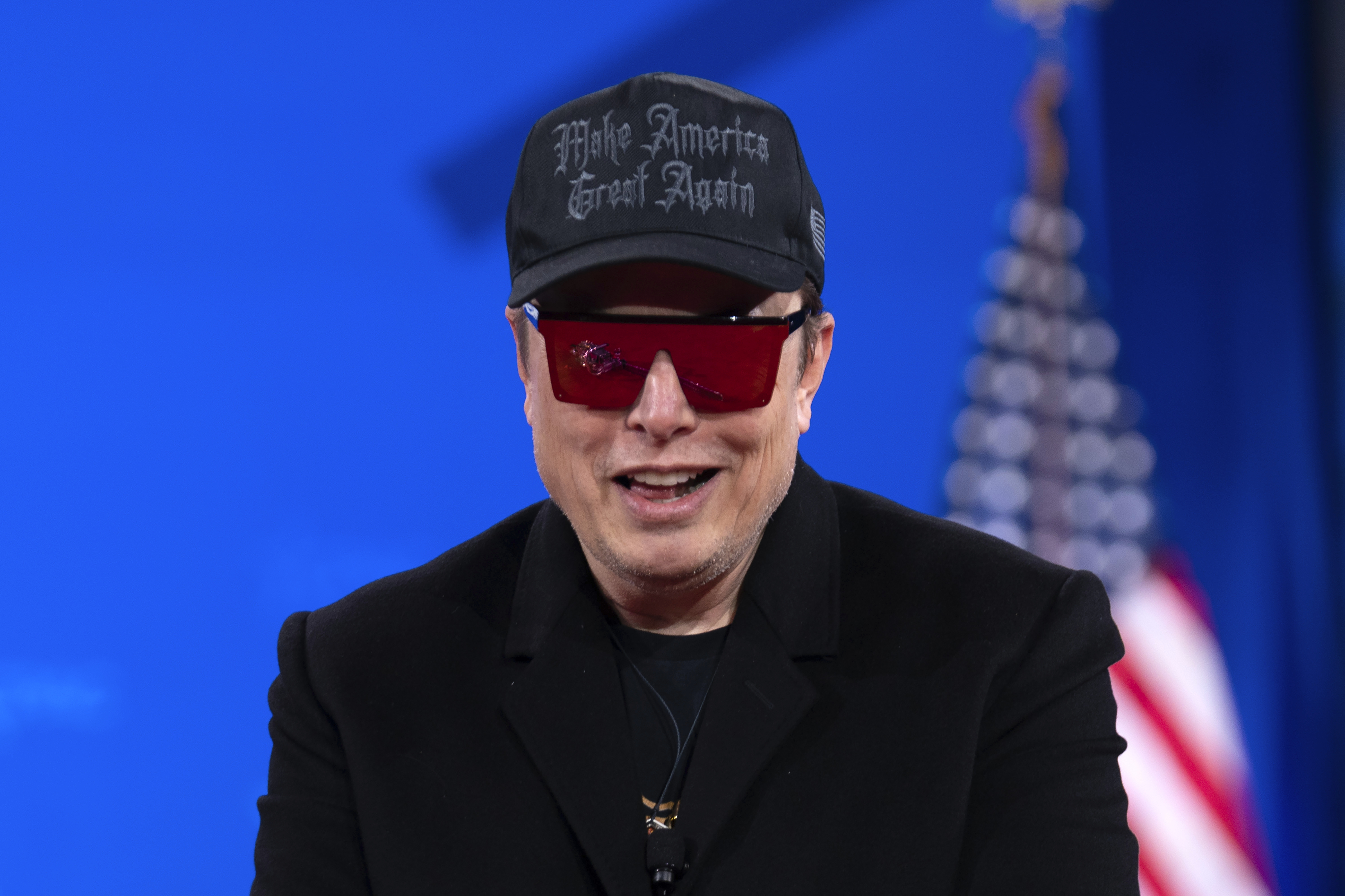 FILE - Elon Musk speaks at the Conservative Political Action Conference, CPAC, at the Gaylord National Resort & Convention Center, Thursday, Feb. 20, 2025, in Oxon Hill, Md. (AP Photo/Jose Luis Magana, File)