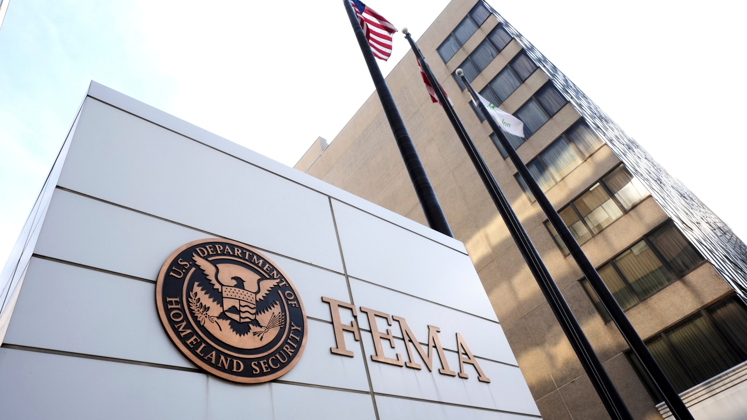 FILE - The Federal Emergency Management Agency headquarters is photographer in Washington, May 5, 2025. (AP Photo/Gene J. Puskar, File)