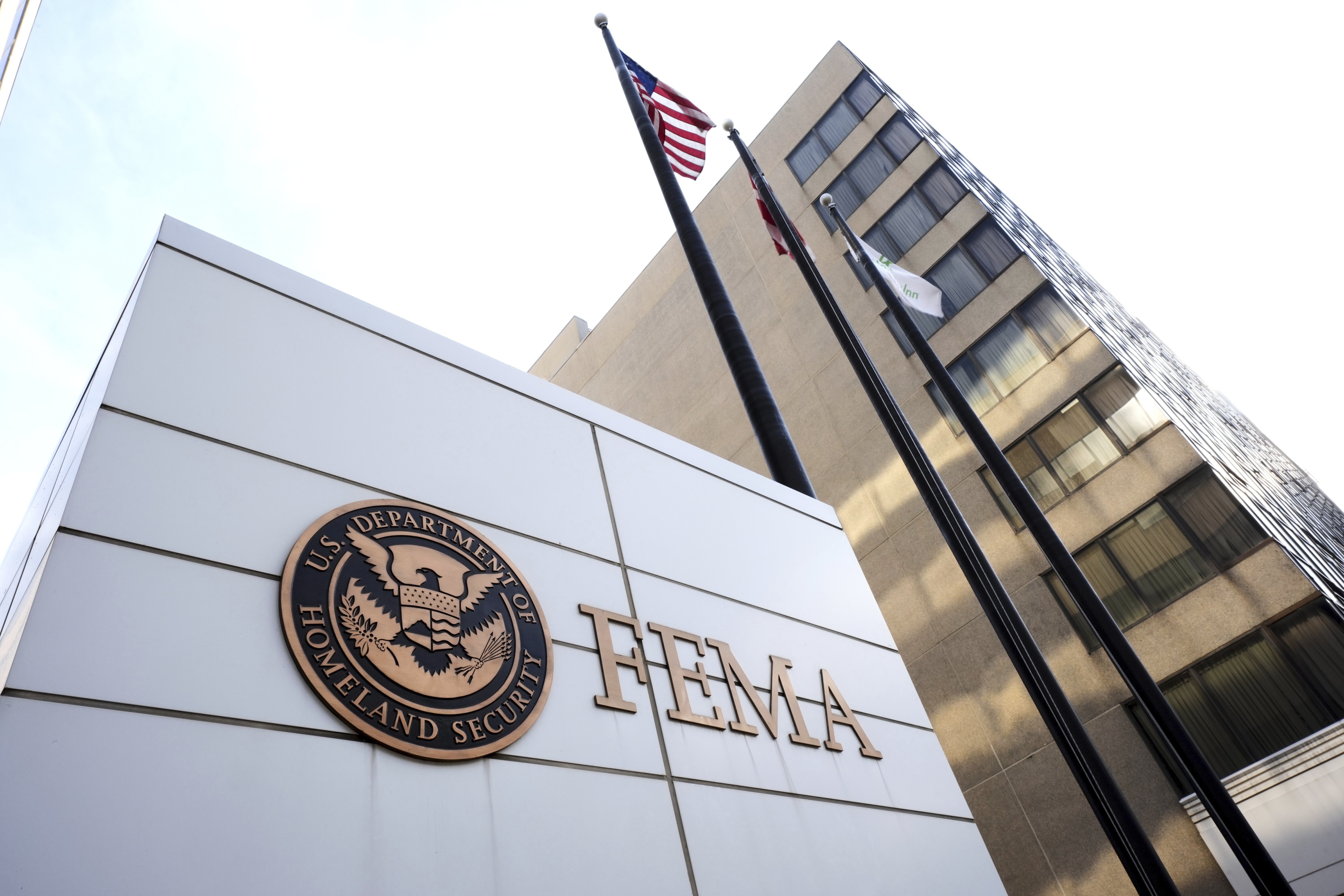 FILE - The Federal Emergency Management Agency headquarters is photographer in Washington, May 5, 2025. (AP Photo/Gene J. Puskar, File)