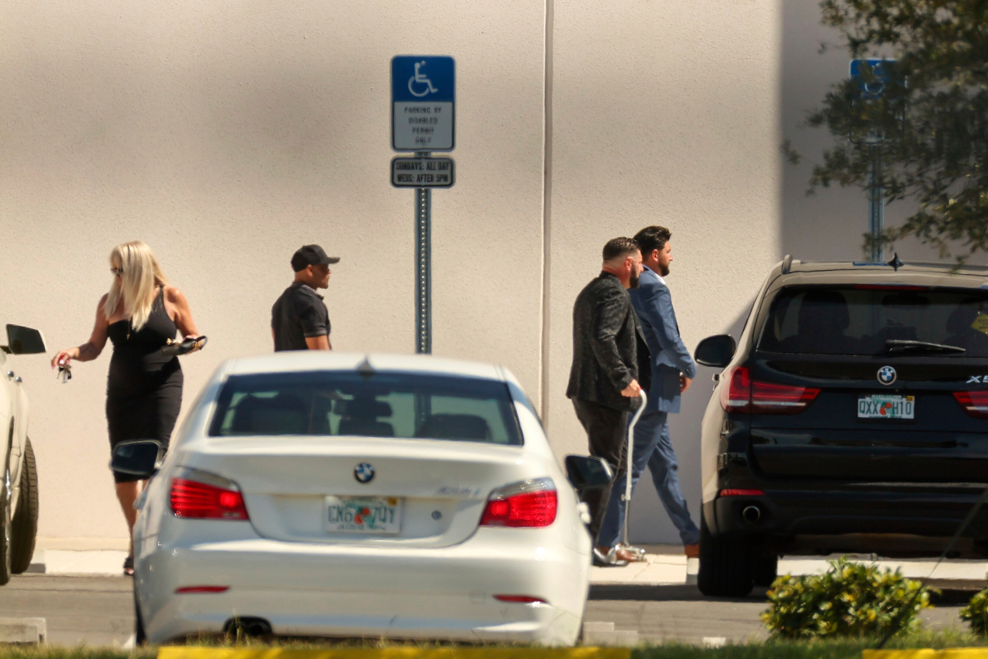 Guests arrive for a memorial service to honor Terry Bollea, better know as wrestler Hulk Hogan, at Indian Rocks Baptist Church, Tuesday, Aug. 5, 2025, in Largo, Fla. (Luis Santana/Tampa Bay Times via AP)