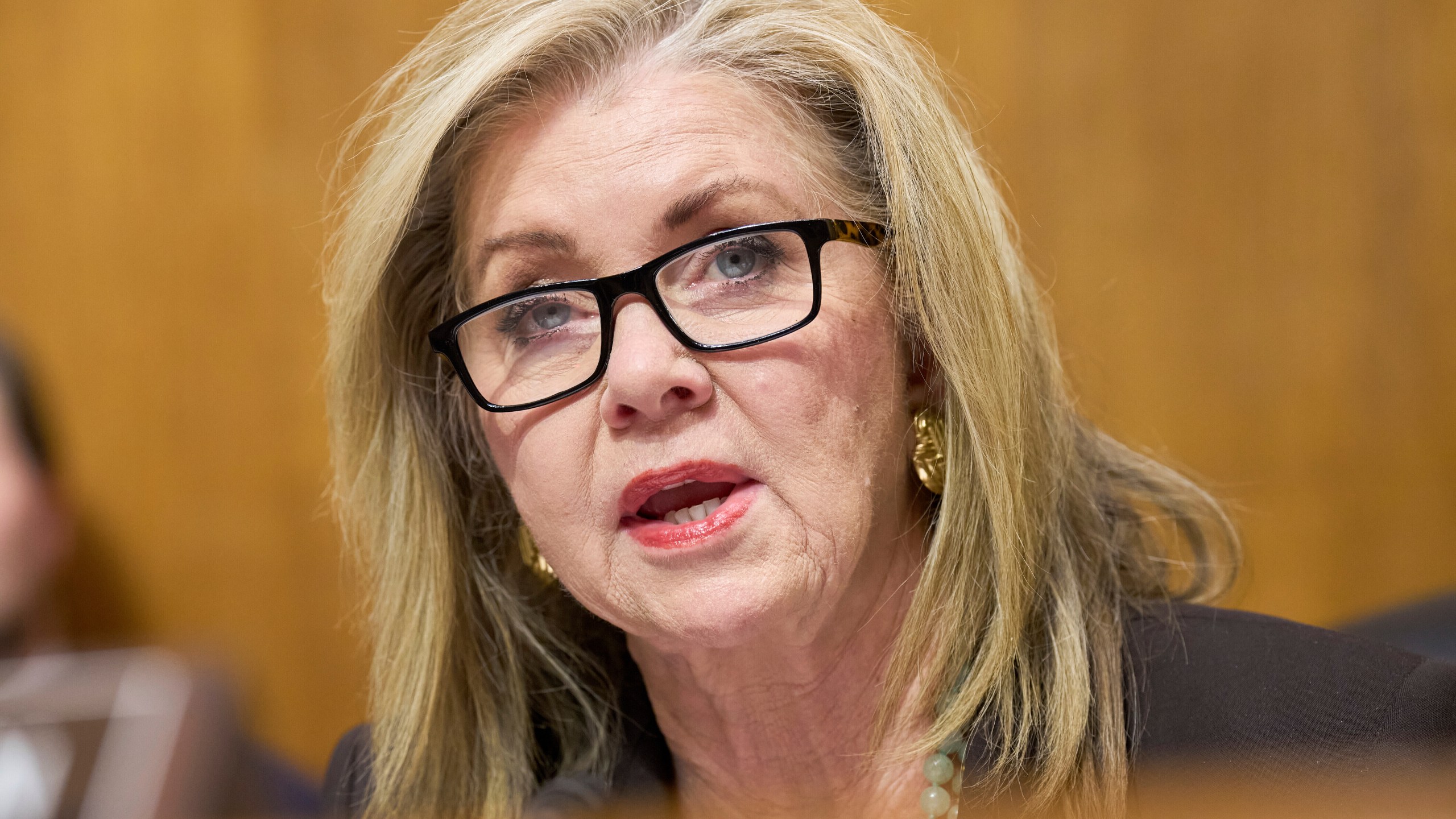 FILE - Senate Judiciary Subcommittee on Privacy, Technology, and the Law Chair Sen. Marsha Blackburn, R-Tenn., speaks during a hearing on AI deepfakes, Wednesday, May 21, 2025, in Washington. (AP Photo/Jacquelyn Martin, File)