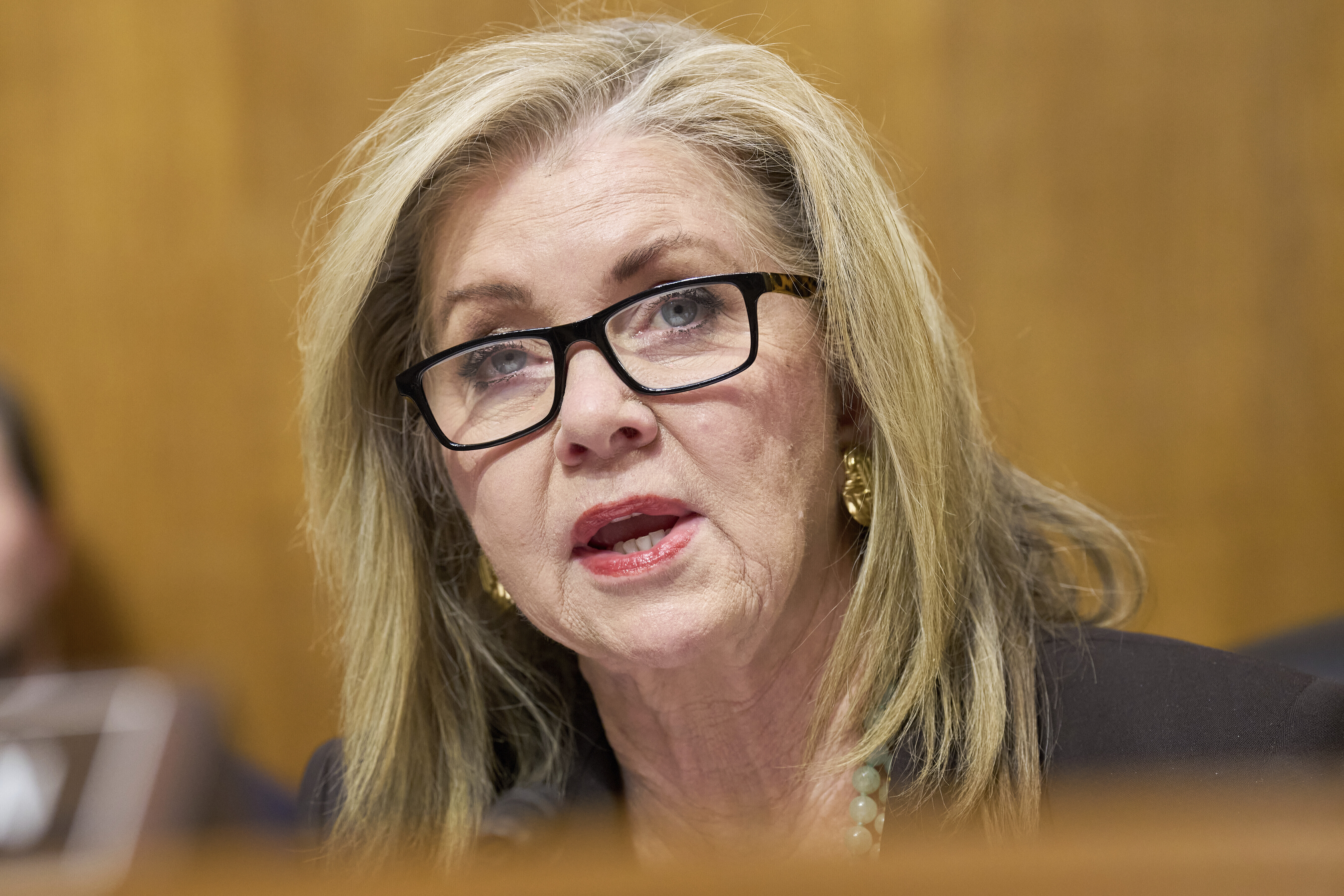 FILE - Senate Judiciary Subcommittee on Privacy, Technology, and the Law Chair Sen. Marsha Blackburn, R-Tenn., speaks during a hearing on AI deepfakes, Wednesday, May 21, 2025, in Washington. (AP Photo/Jacquelyn Martin, File)