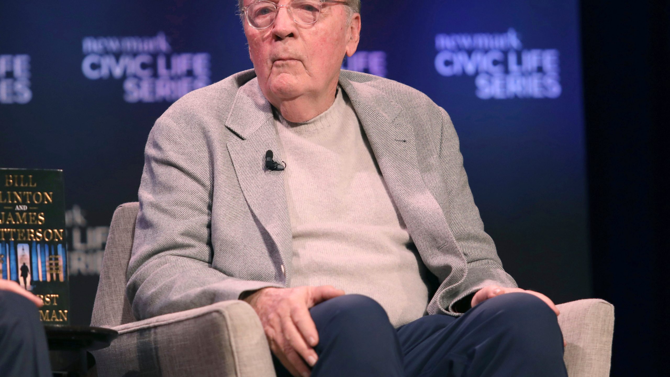 FILE - James Patterson listens during an appearance to discuss his book "The First Gentlemen" on June 11, 2025, in New York. (Photo by Greg Allen/Invision/AP, File)