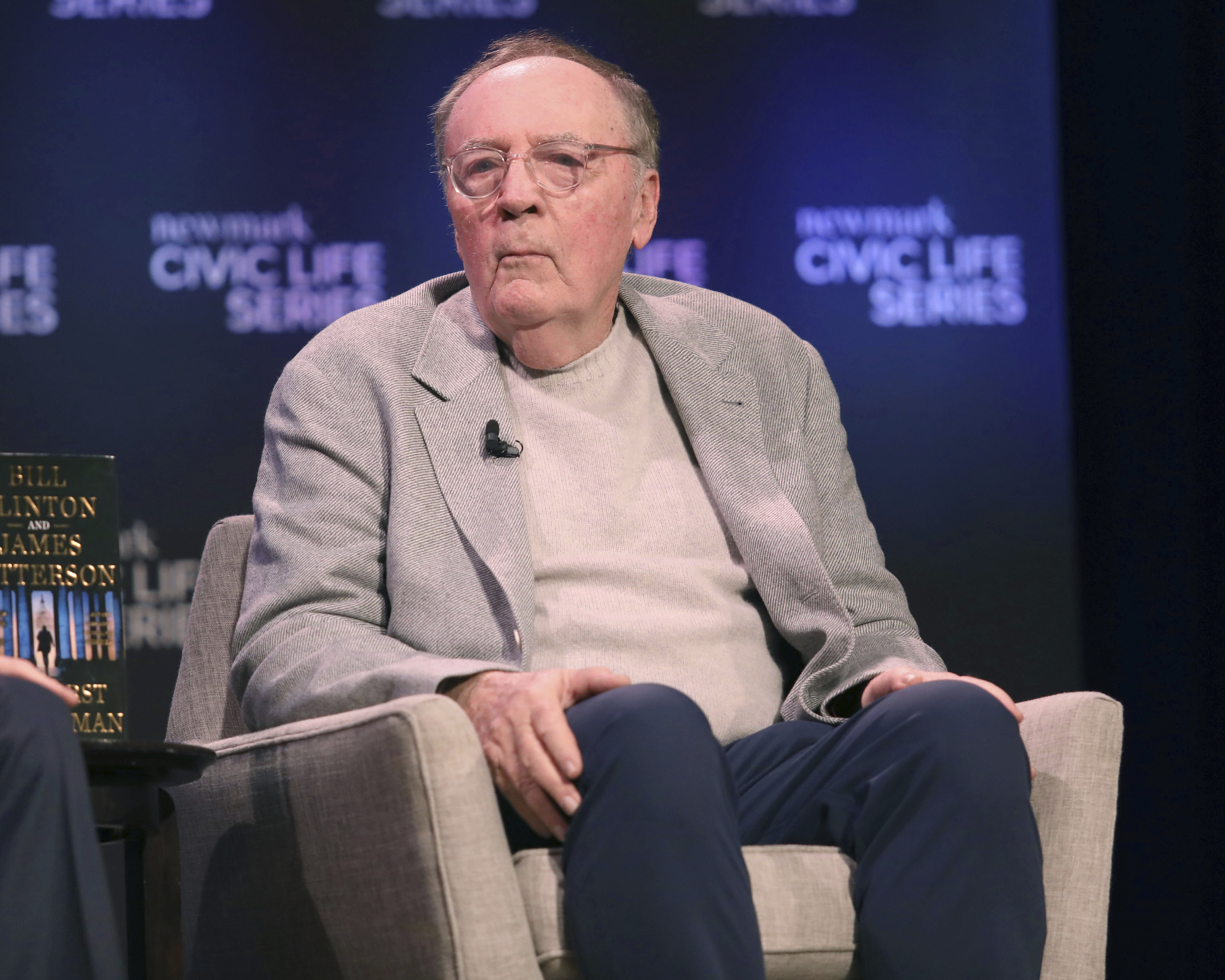 FILE - James Patterson listens during an appearance to discuss his book "The First Gentlemen" on June 11, 2025, in New York. (Photo by Greg Allen/Invision/AP, File)