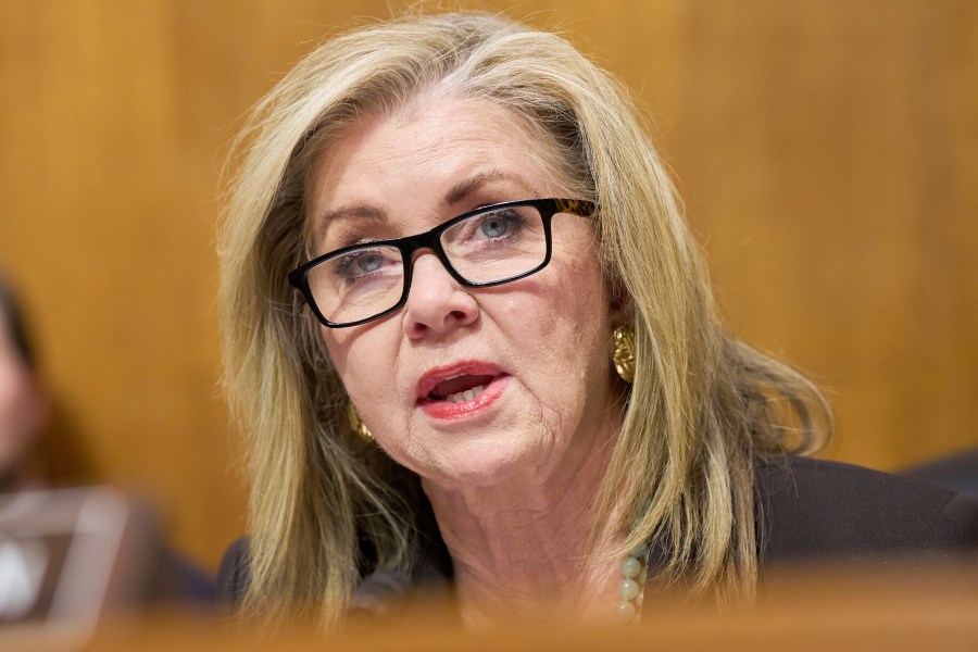FILE - Senate Judiciary Subcommittee on Privacy, Technology, and the Law Chair Sen. Marsha Blackburn, R-Tenn., speaks during a hearing on AI deepfakes, Wednesday, May 21, 2025, in Washington. (AP Photo/Jacquelyn Martin, File)