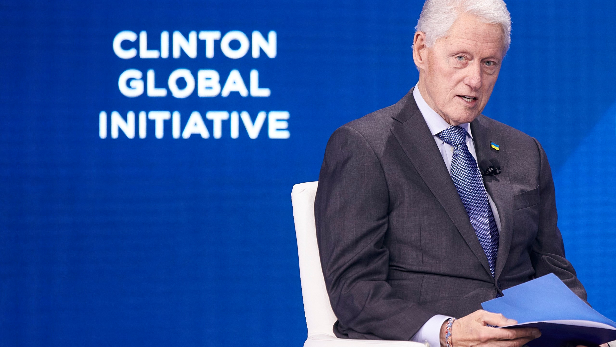 FILE - Bill Clinton, Founder and Board Chair of the Clinton Foundation & 42nd President of the United States, speaks during the Clinton Global Initiative, on Monday, Sept. 23, 2024, in New York. (AP Photo/Andres Kudacki, File)