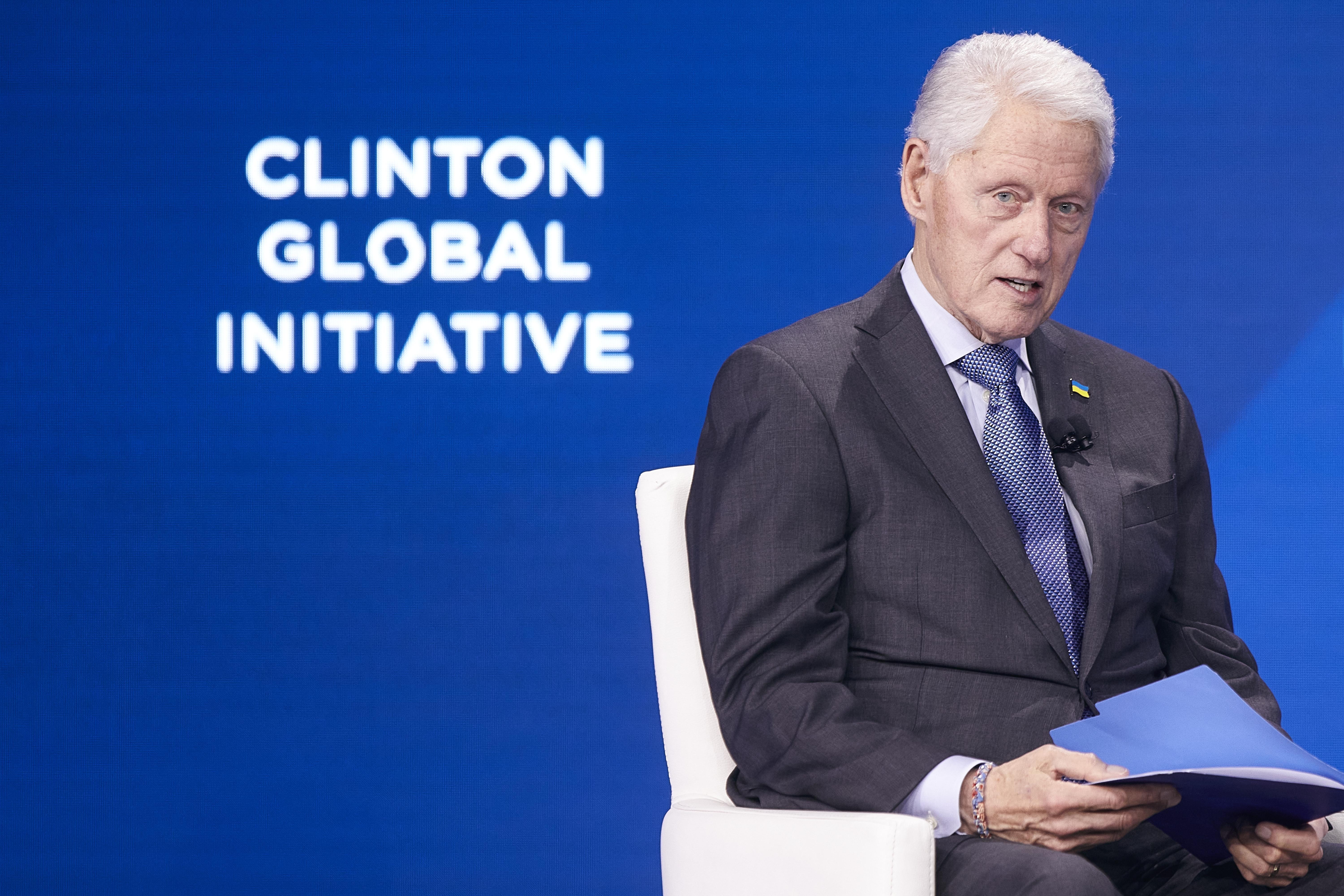 FILE - Bill Clinton, Founder and Board Chair of the Clinton Foundation & 42nd President of the United States, speaks during the Clinton Global Initiative, on Monday, Sept. 23, 2024, in New York. (AP Photo/Andres Kudacki, File)