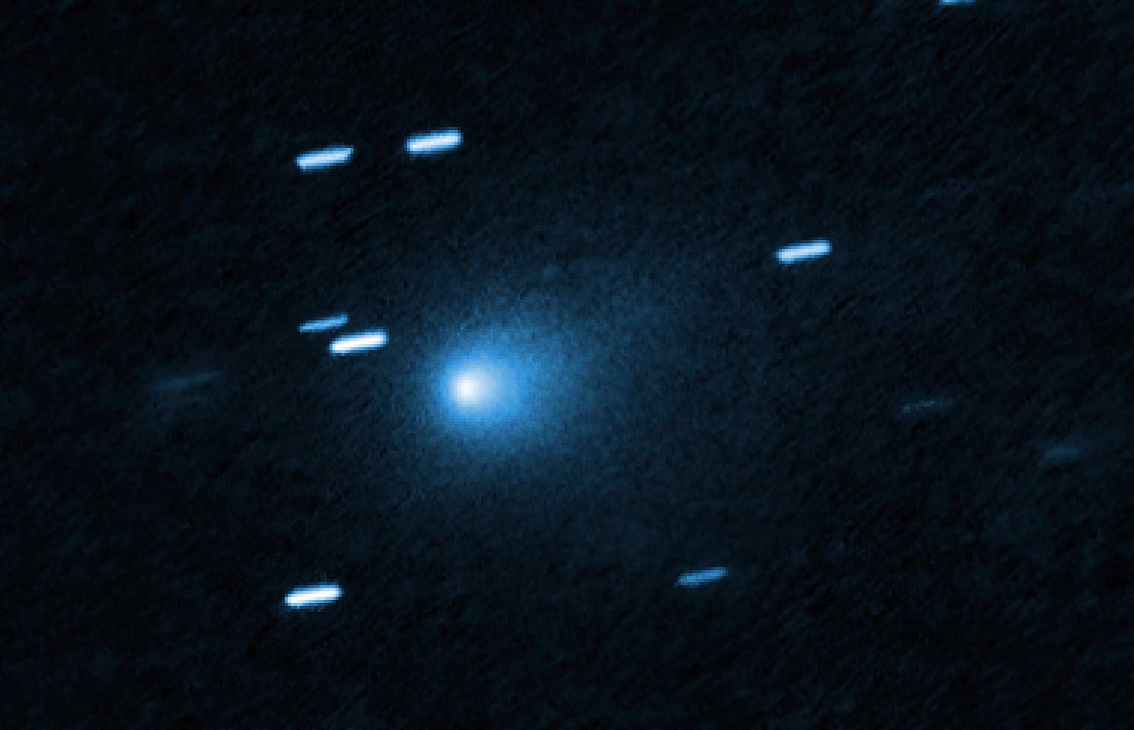 This image provided by NASA/European Space Agency shows an image captured by Hubble of the interstellar comet 3I/ATLAS on July 21, 2025, when the comet was 277 million miles from Earth. (NASA/European Space Agency via AP)