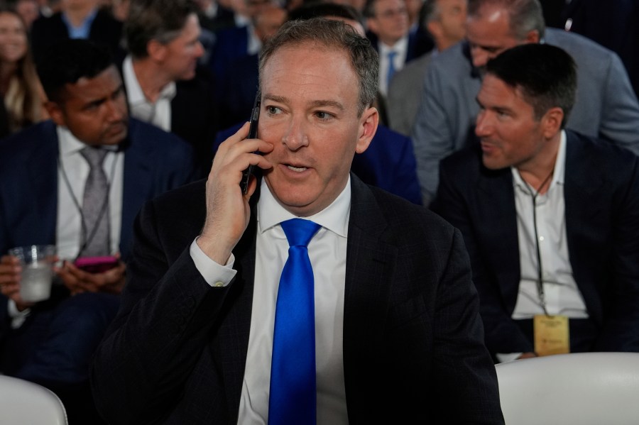 Environmental Protection Agency director Lee Zeldin arrives before President Donald Trump speaks during an AI summit at the Andrew W. Mellon Auditorium, Wednesday, July 23, 2025, in Washington. (AP Photo/Julia Demaree Nikhinson)