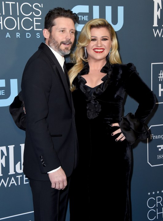 FILE - Brandon Blackstock, left, and Kelly Clarkson appear at the 25th annual Critics' Choice Awards in Santa Monica, Calif., on Jan. 12, 2020. (Photo by Jordan Strauss/Invision/AP, File)