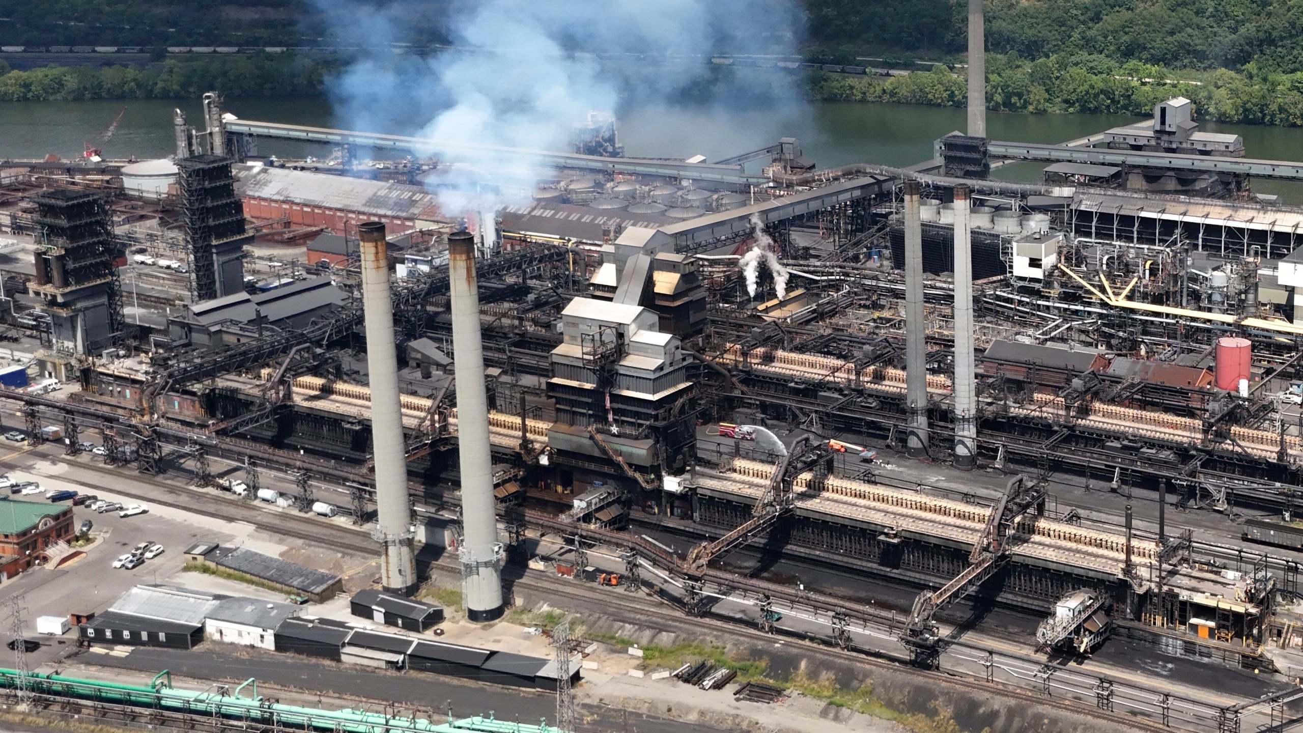 A portion of the Clairton Coke Works, a U.S. Steel plant, is seen Monday, Aug. 11, 2025 in Clairton, Pa. (AP Photo/Gene J. Puskar