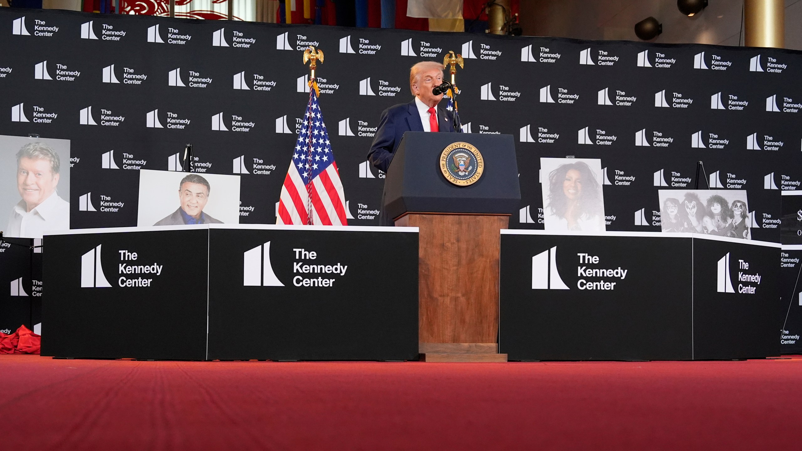 President Donald Trump speaks at the Kennedy Center, Wednesday, Aug. 13, 2025, in Washington. (AP Photo/Alex Brandon)