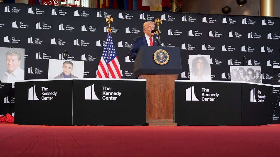 President Donald Trump speaks at the Kennedy Center, Wednesday, Aug. 13, 2025, in Washington. (AP Photo/Alex Brandon)