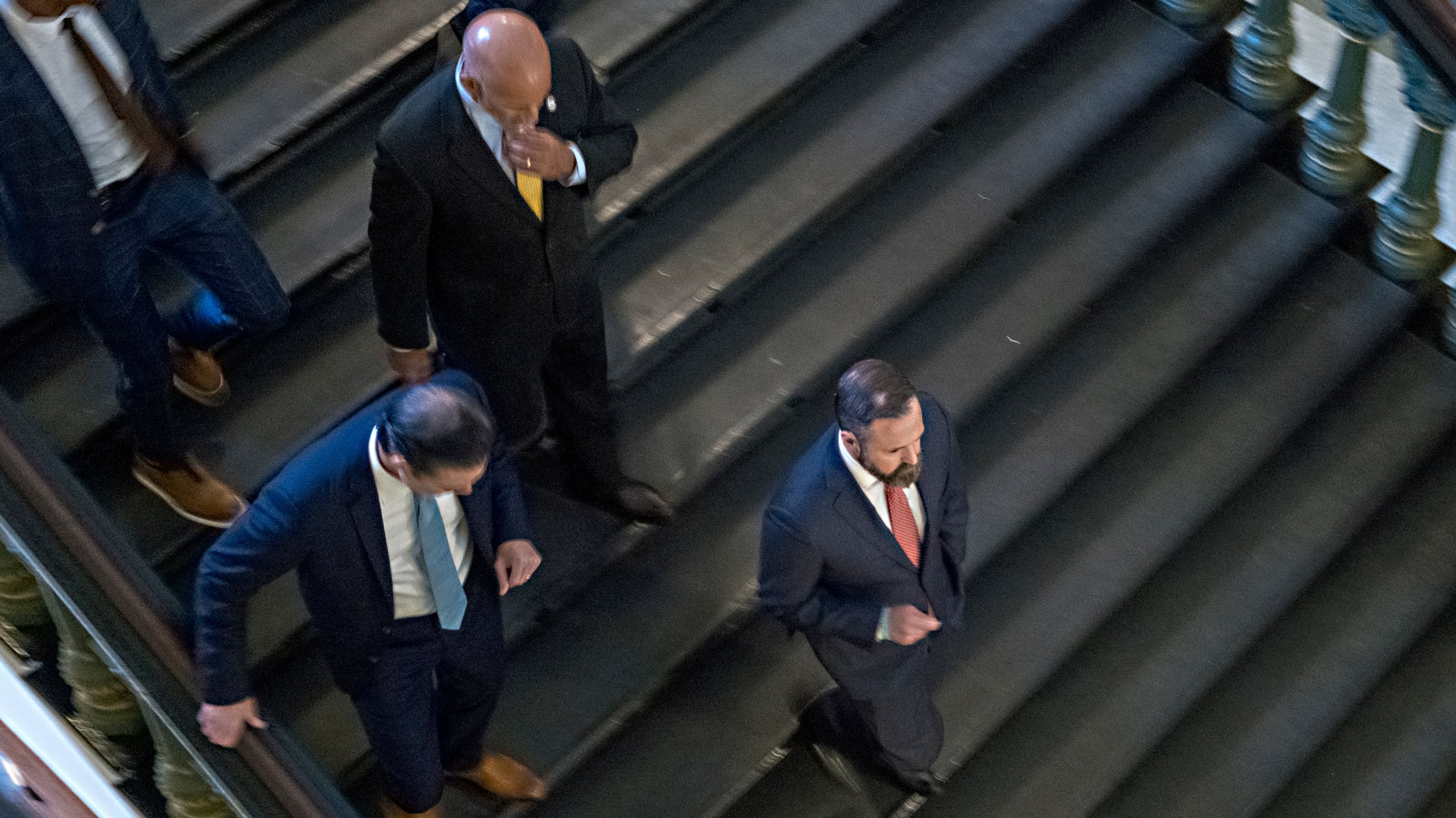House Speaker Dustin Borrow, R - Lubbock, leaves the House floor on his way to a Republican Caucus meeting after Sine Die for the special session, Friday, Aug. 15, 2025, in Austin, Texas. (AP Photo/Rodolfo Gonzalez)