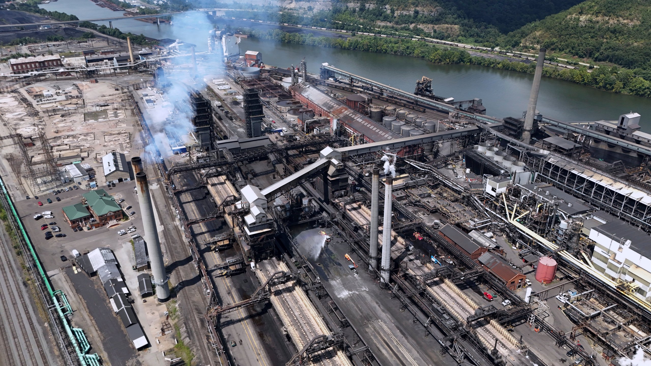 A portion of the Clairton Coke Works, a U.S. Steel plant, is seen Monday, Aug. 11, 2025 in Clairton, Pa. (AP Photo/Gene J. Puskar