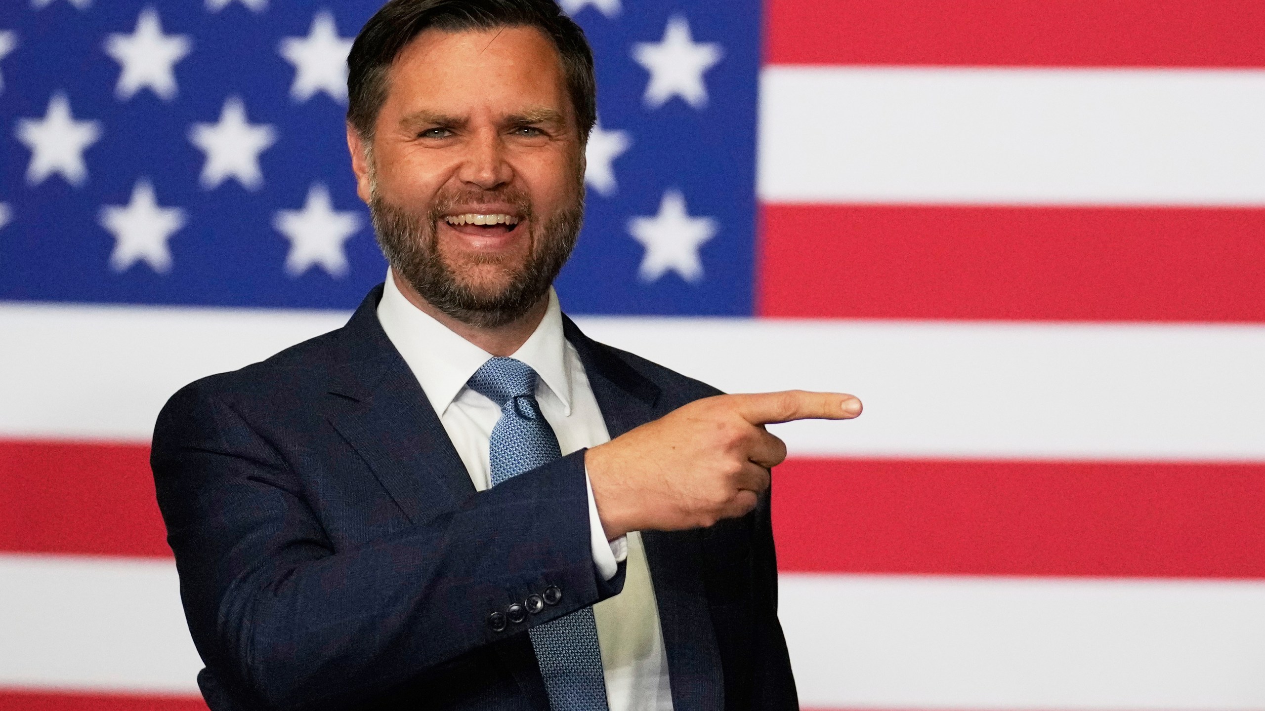 Vice President JD Vance arrives to speak during a visit to ALTA Refrigeration Inc., Thursday, Aug. 21, 2025, in Peachtree City, Ga. (AP Photo/Brynn Anderson)