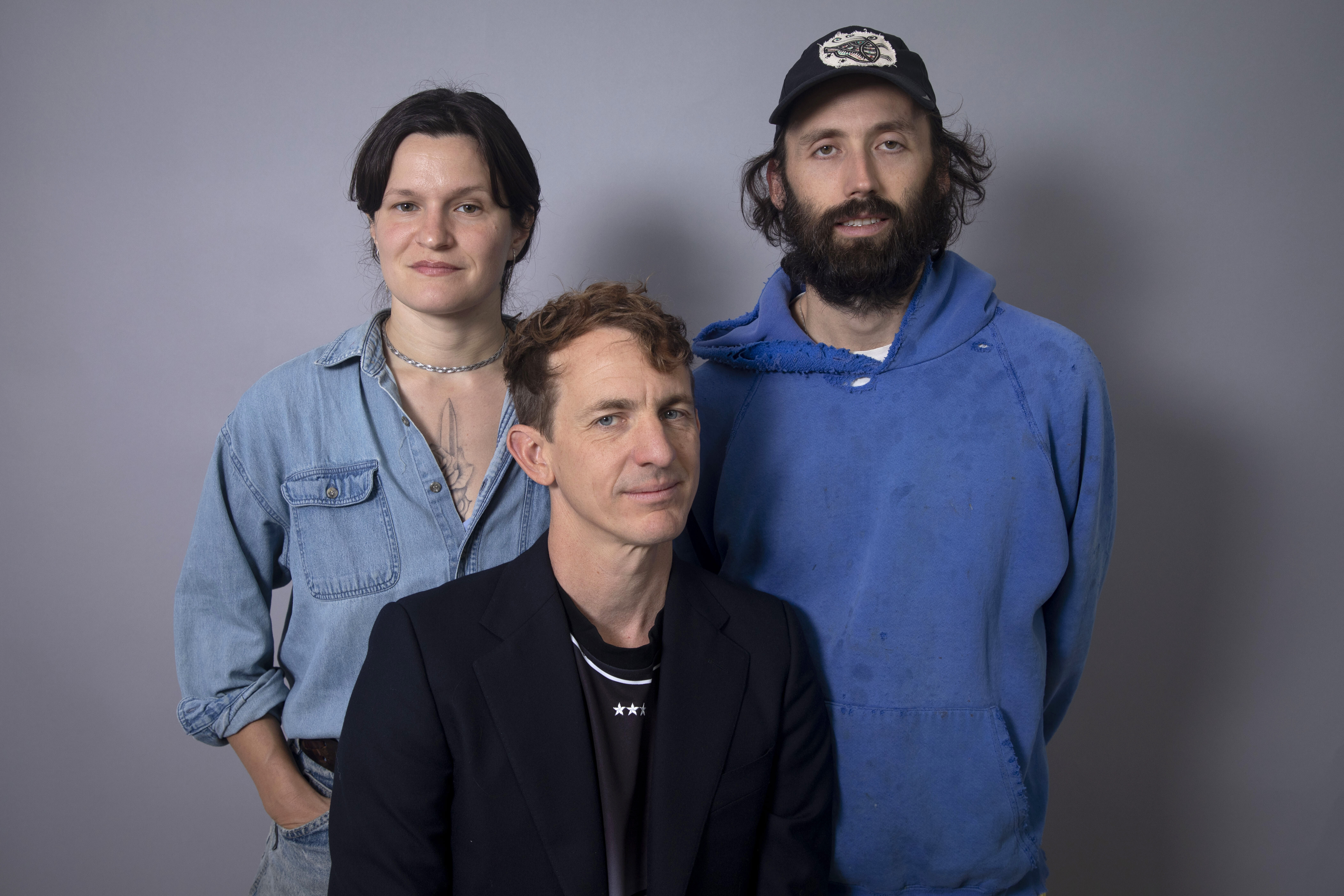 Adrianne Lenker, from left, Buck Meek and James Krivchenia of the band Big Thief pose for a portrait on Tuesday, Sept. 2, 2025, in New York. (Photo by Andy Kropa/Invision/AP)