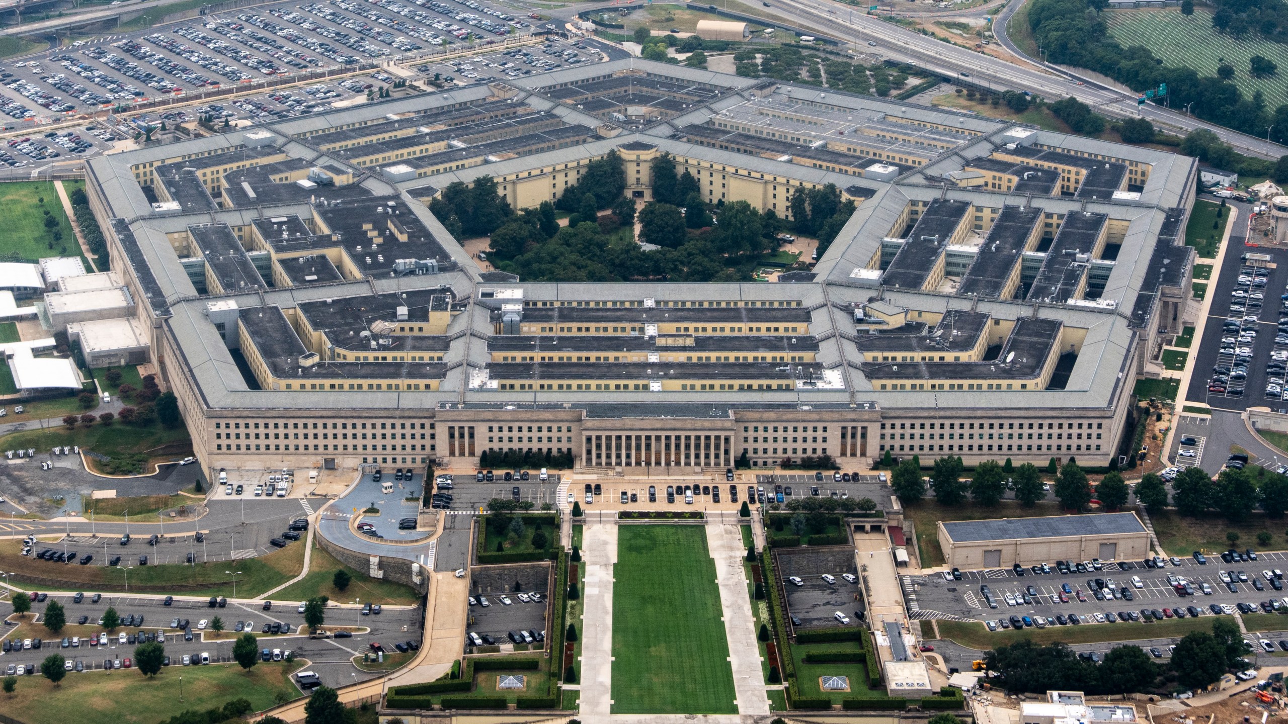 FILE - The Pentagon, the headquarters for the U.S. Department of Defense, is seen from the air, Aug. 20, 2025, in Arlington, Va. (AP Photo/Alex Brandon, File)