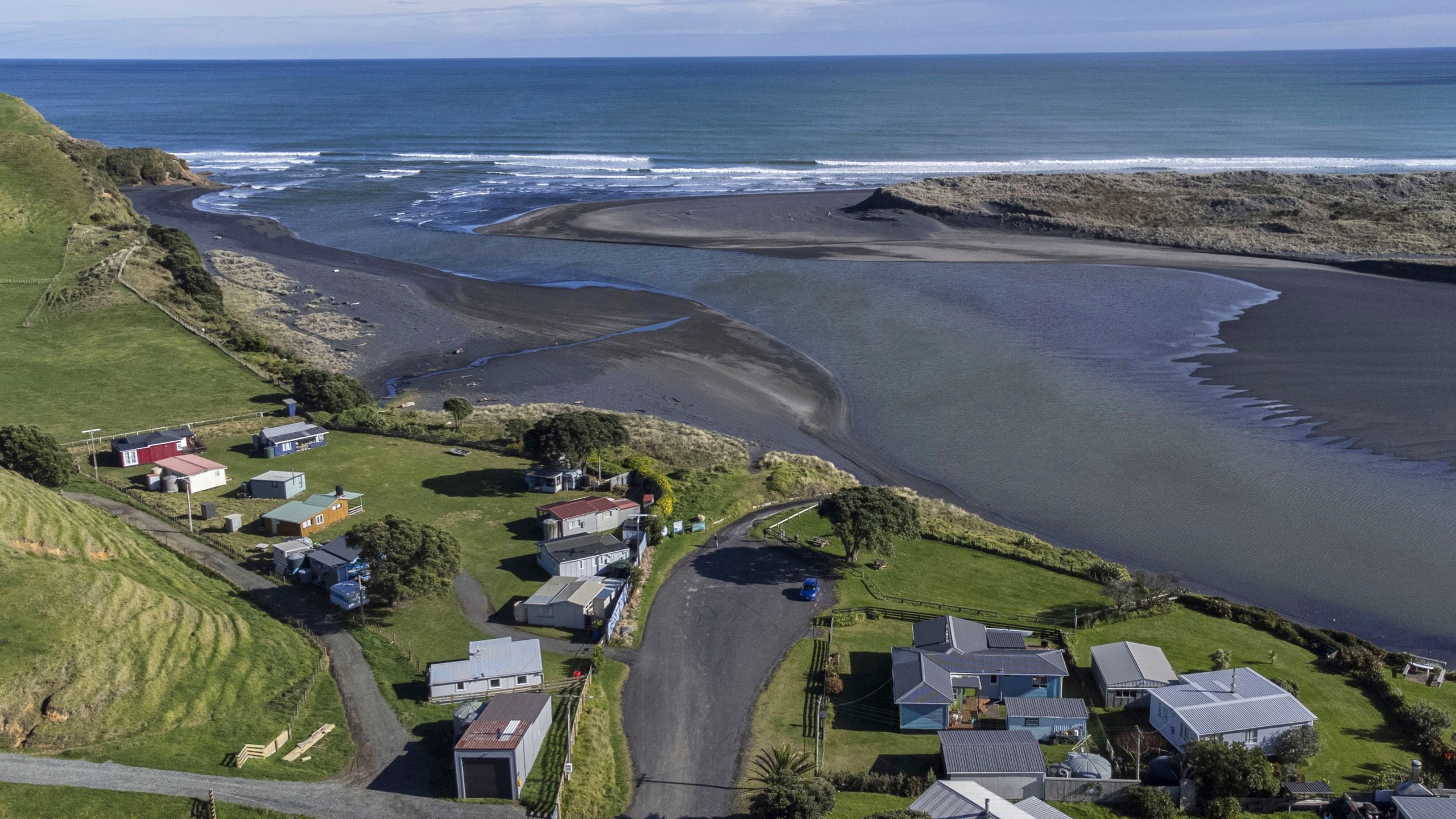 A general view of the town of Marokopa in the Waikato district of New Zealand, June 13, 2024. (Christel Yardley/Waikato Times via AP)