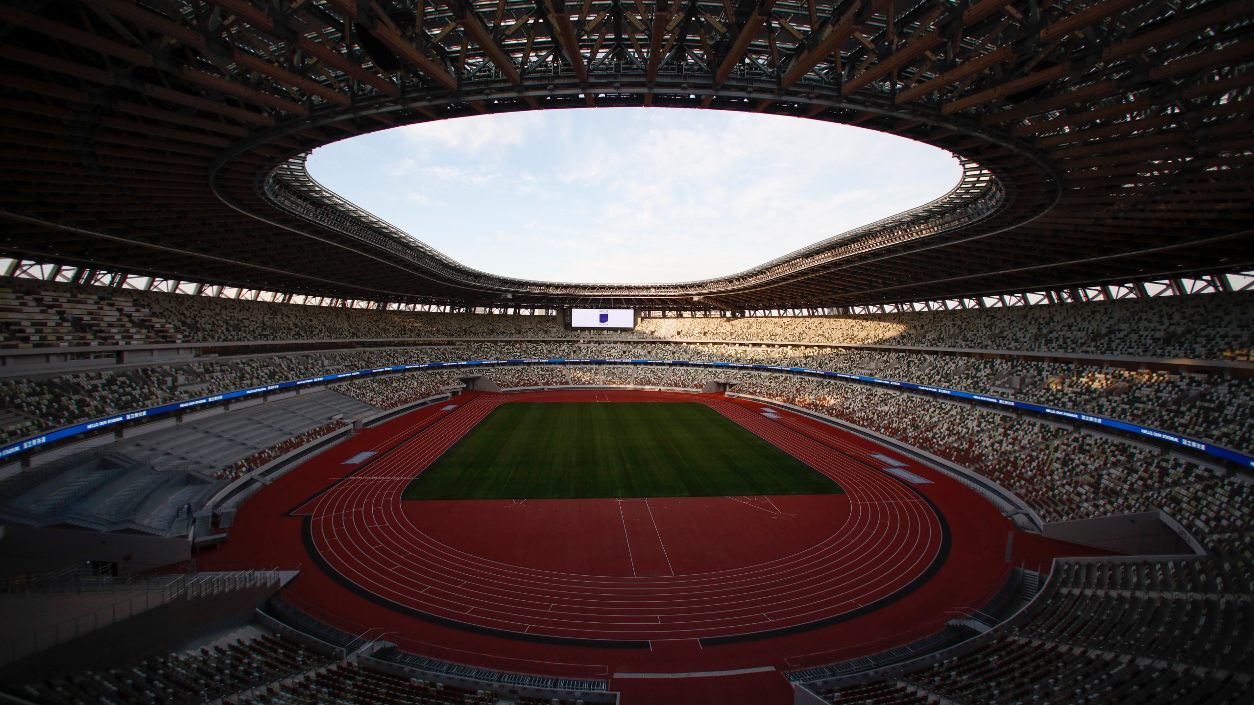 FILE - A general view of the new National Stadium is seen on Dec. 15, 2019, in Tokyo. (AP Photo/Jae C. Hong, File)