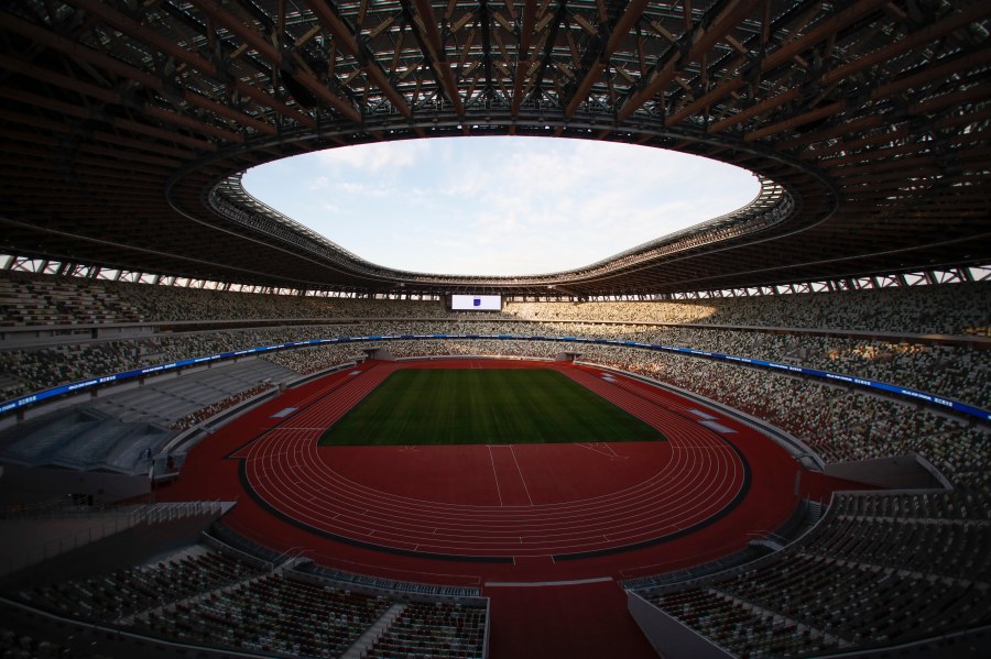 FILE - A general view of the new National Stadium is seen on Dec. 15, 2019, in Tokyo. (AP Photo/Jae C. Hong, File)