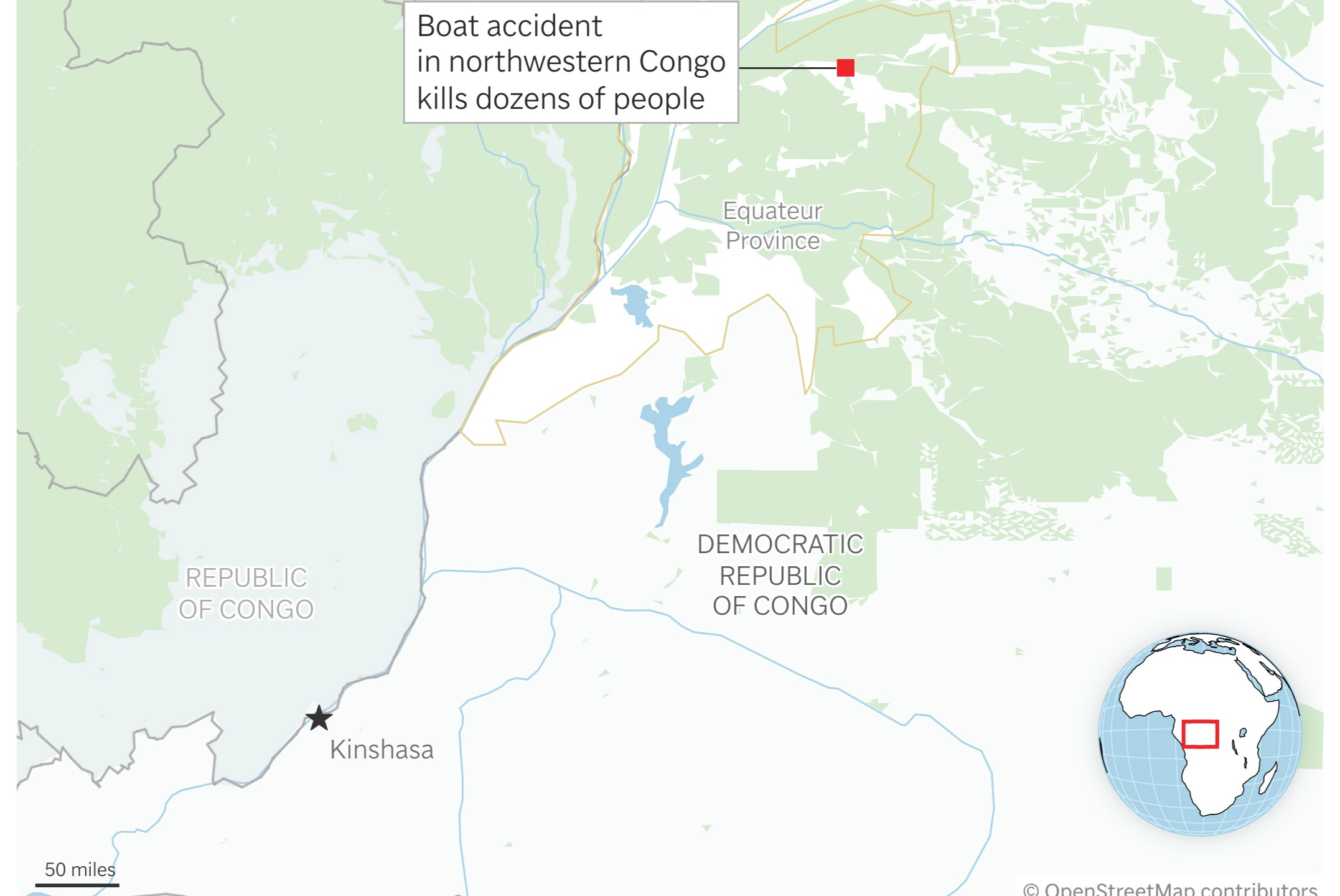 Students are among the dead in a boat capsize in Congo that claimed dozens of lives. (AP Graphic)