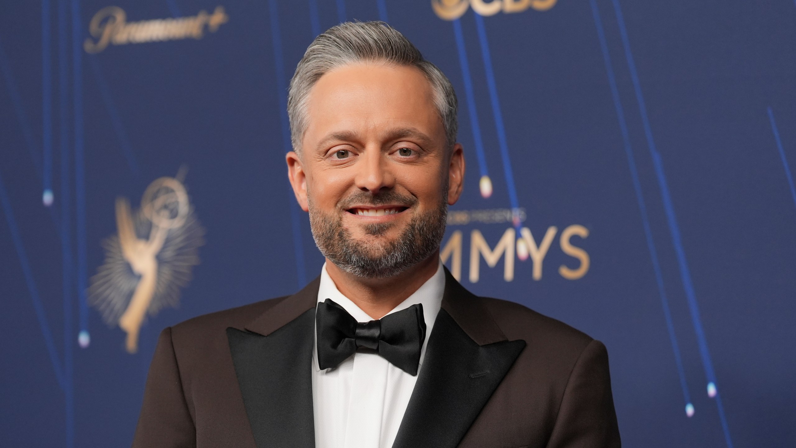 Nate Bargatze arrives at the 77th Primetime Emmy Awards on Sunday, Sept. 14, 2025, at the Peacock Theater in Los Angeles. (AP Photo/Jae C. Hong)