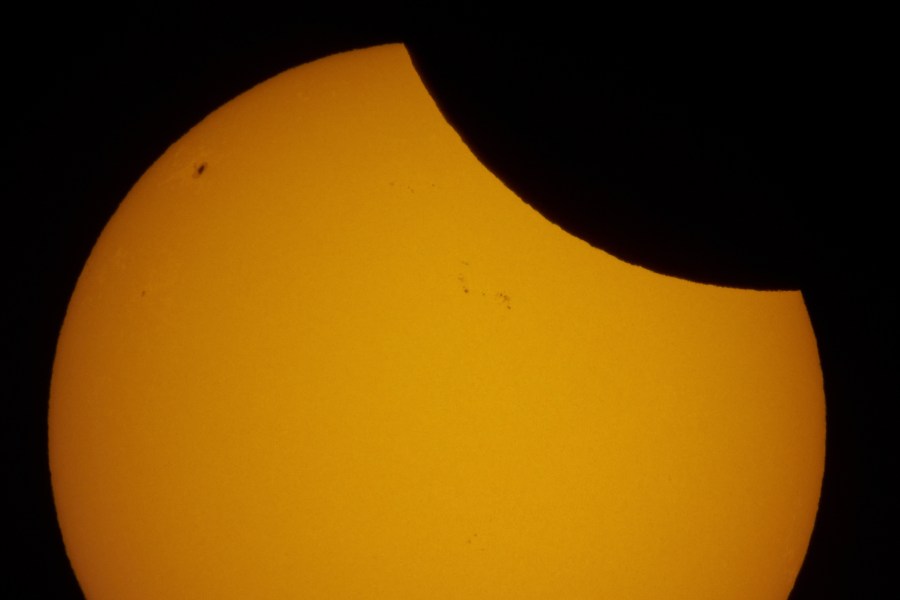 FILE - A view of a partial solar eclipse over St. Petersburg, Russia, March 29, 2025. (AP Photo/Dmitri Lovetsky, file)